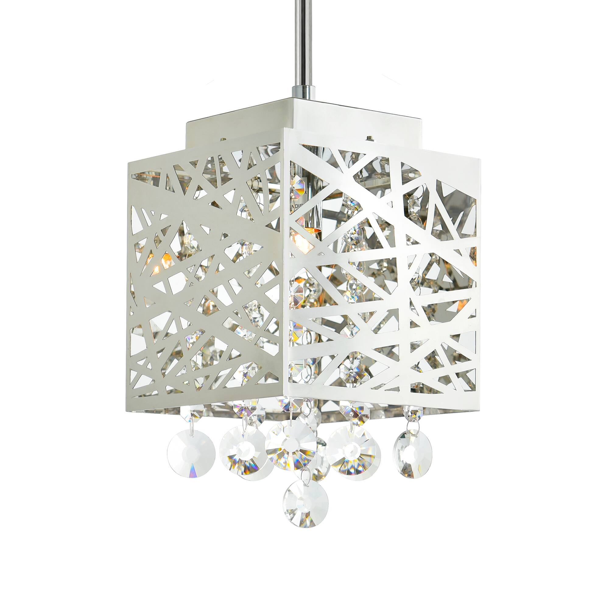 Angle. CWI Lighting - Eternity 1 Light Pendant With Chrome Finish - Chrome.
