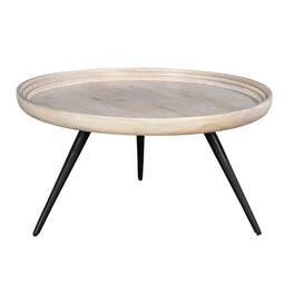 Manhattan Lane - Urban Chic Coffee Table 30 Inch Round Tray Top - Washed White, Black