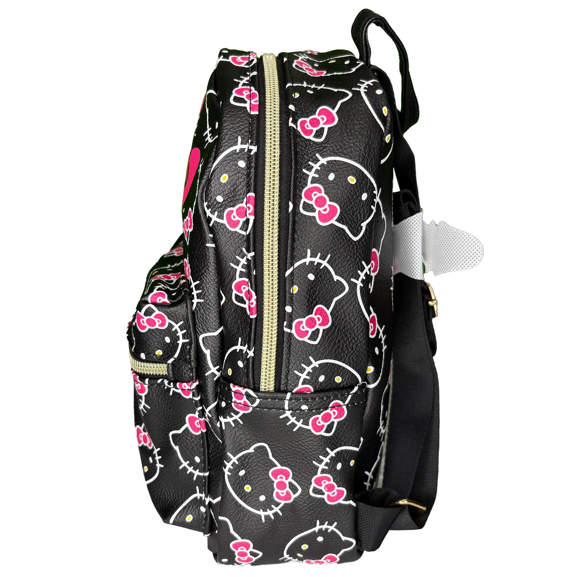 Alt View 3. Hello Kitty - Hello Kitty Teen Bows All Over Print Polyester Mini Backpack, Black - Multicolored.