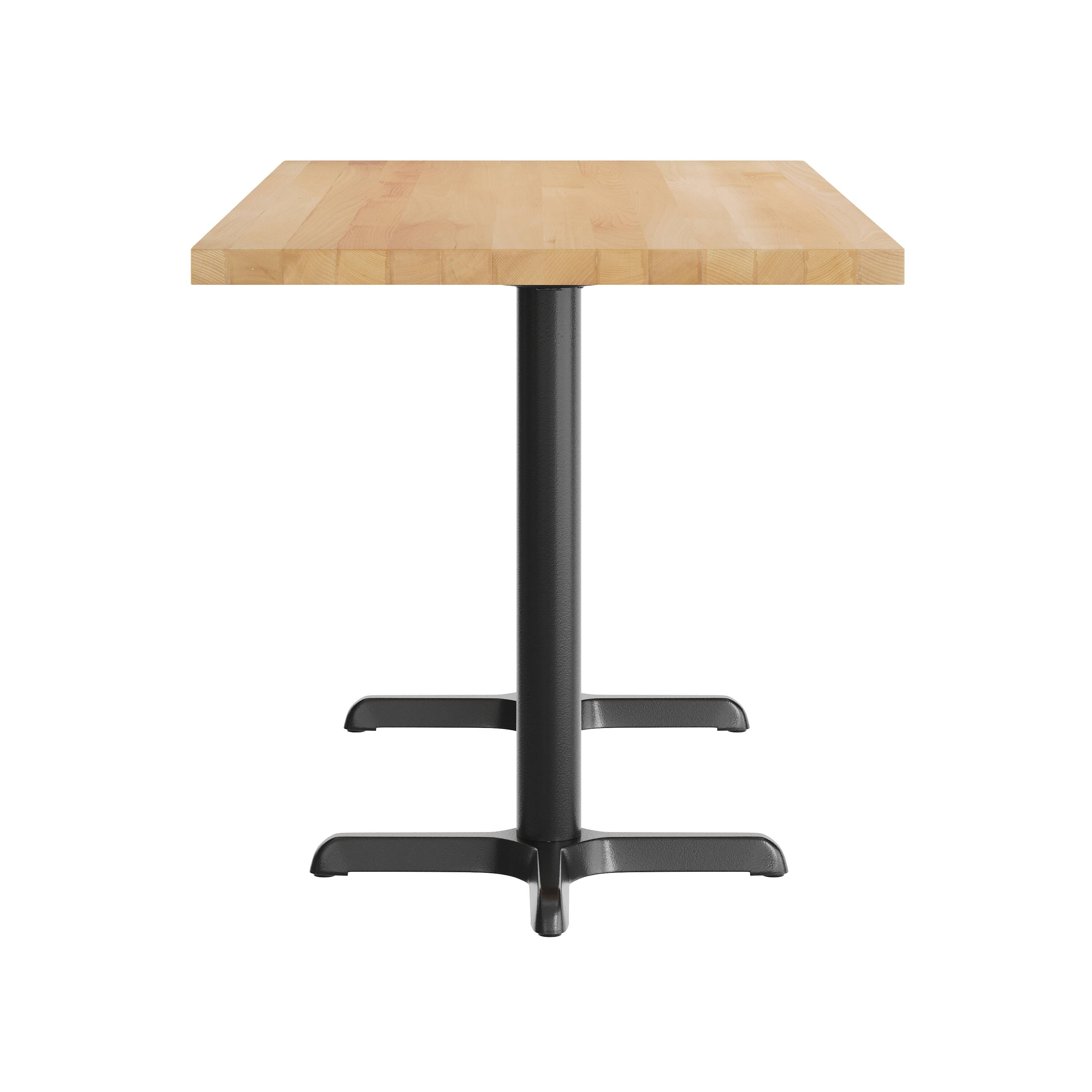 Left. Flash Furniture - Bennett 30" x 60" Solid Wood Commercial Indoor Tabletop in Natural with 22" x 22" Dining Height Rust-Resistant Black Cas - Natural.