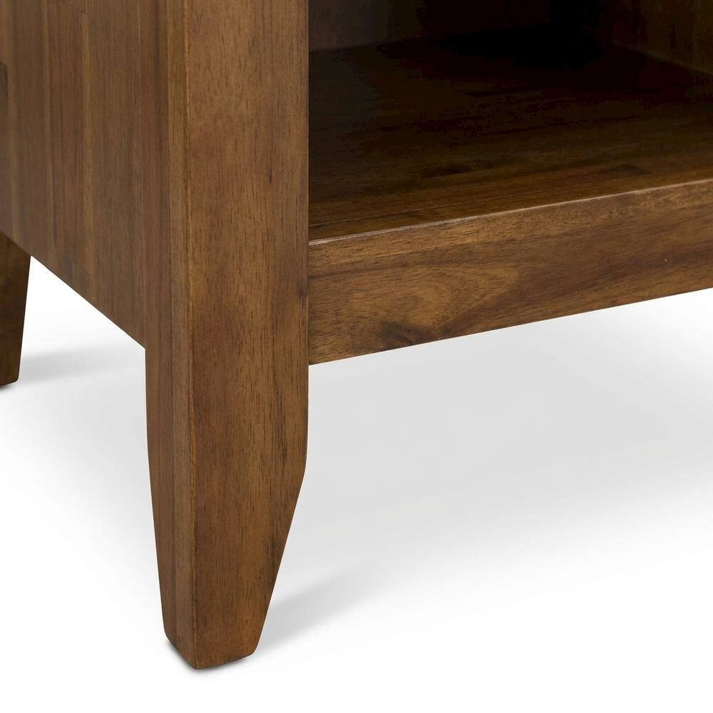 Left. FurniFact - Small Nightstand with Wood Drawer in Antique Walnut Finish for Bedroom Storage - Antique Walnut.