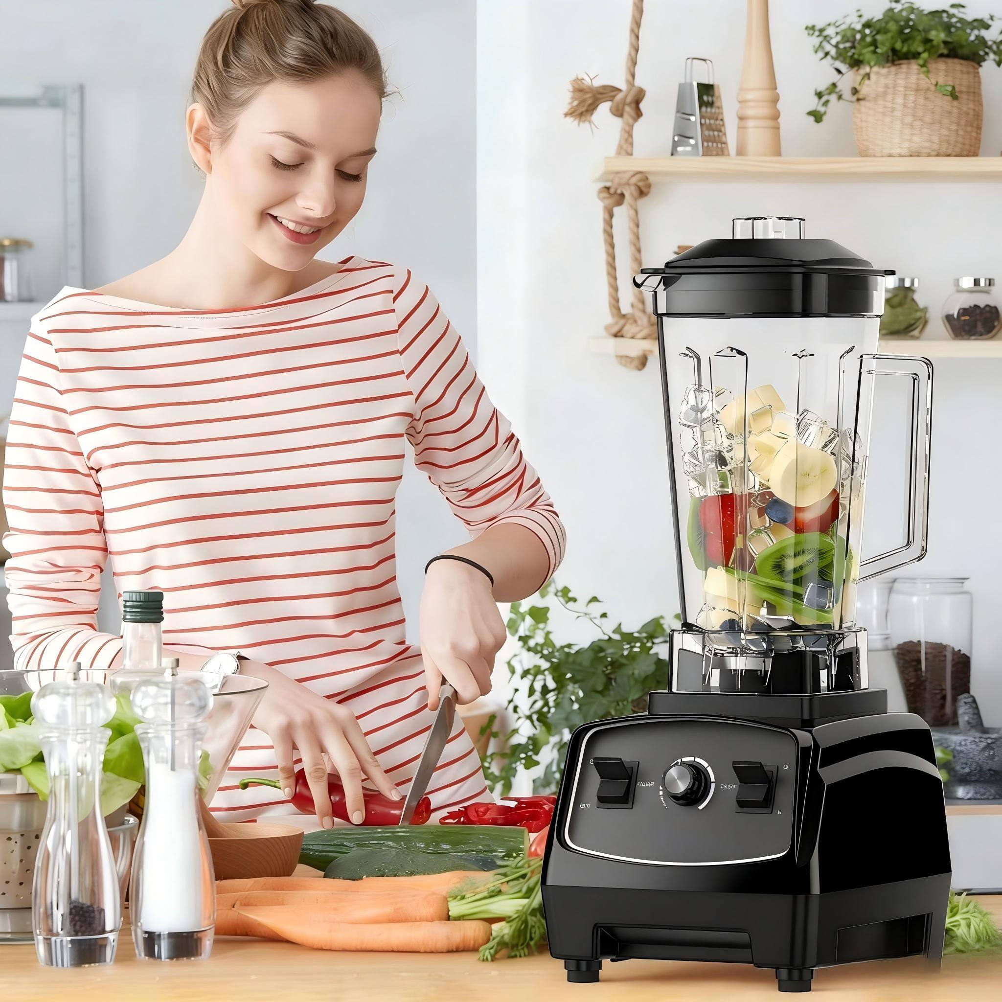Angle. Luckbyte - 3HP 2200W Commercial Blender Mixer Juicer Smoothie Maker - Black.