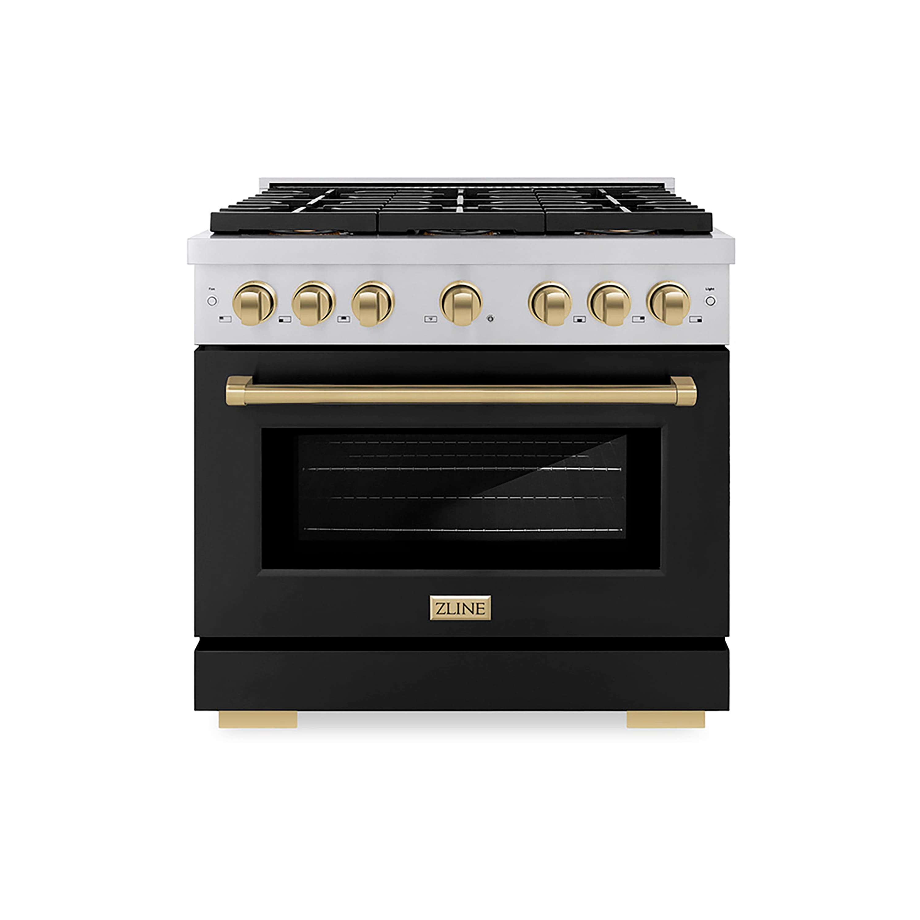 ZLINE - Autograph 36 in. Paramount Dual Fuel Range w/ DuoPro Cooktop & Black Door w/ Bronze Accents (PSDRZ-BLM-36-CB) - Stainless Steel with Black Matte Door