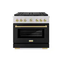 ZLINE - Autograph 36 in. Paramount Dual Fuel Range w/ DuoPro Cooktop & Black Door w/ Bronze Accents (PSDRZ-BLM-36-CB) - Stainless Steel with Black Matte Door