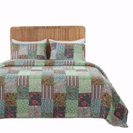 Greenland Home Fashions - Jasmin Luxurious Comfortable 3 Pieces Quilt Set King/Cal. King - Jade
