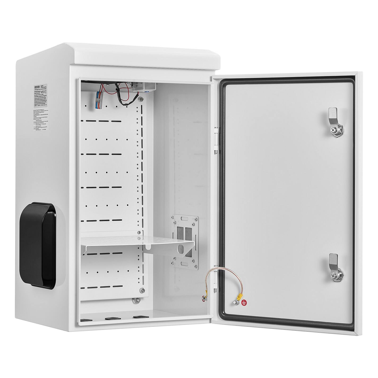 Alt View 5. VEVOR - Outdoor Electrical Box, Cold-Rolled Steel, Electrical Junction Box with Thermostat and Fan, Rain Hood, Ventilated Design - White;Black.