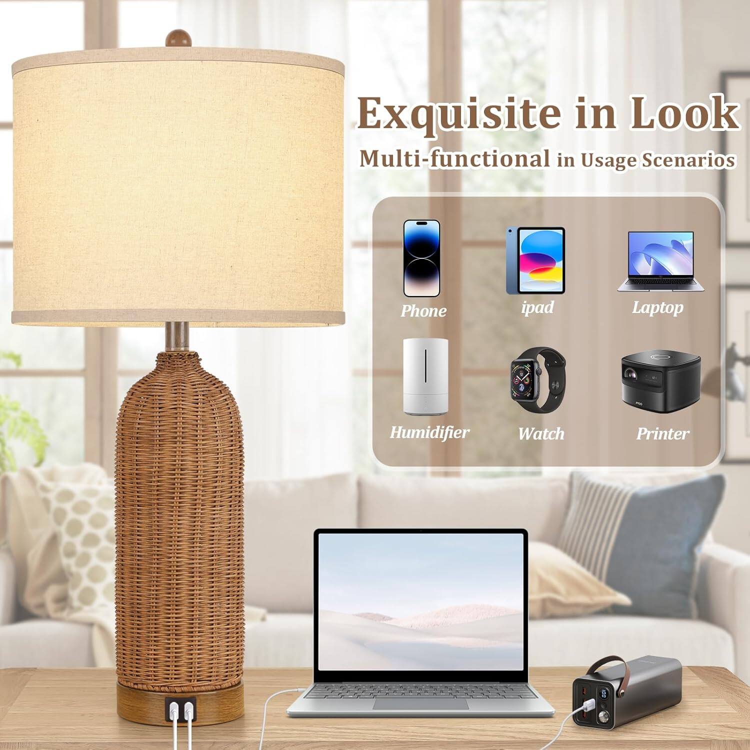 Exquisite in Look  
Multi-functional in Usage Scenarios  

Phone  
ipad  
Laptop  
Humidifier  
Watch  
Printer