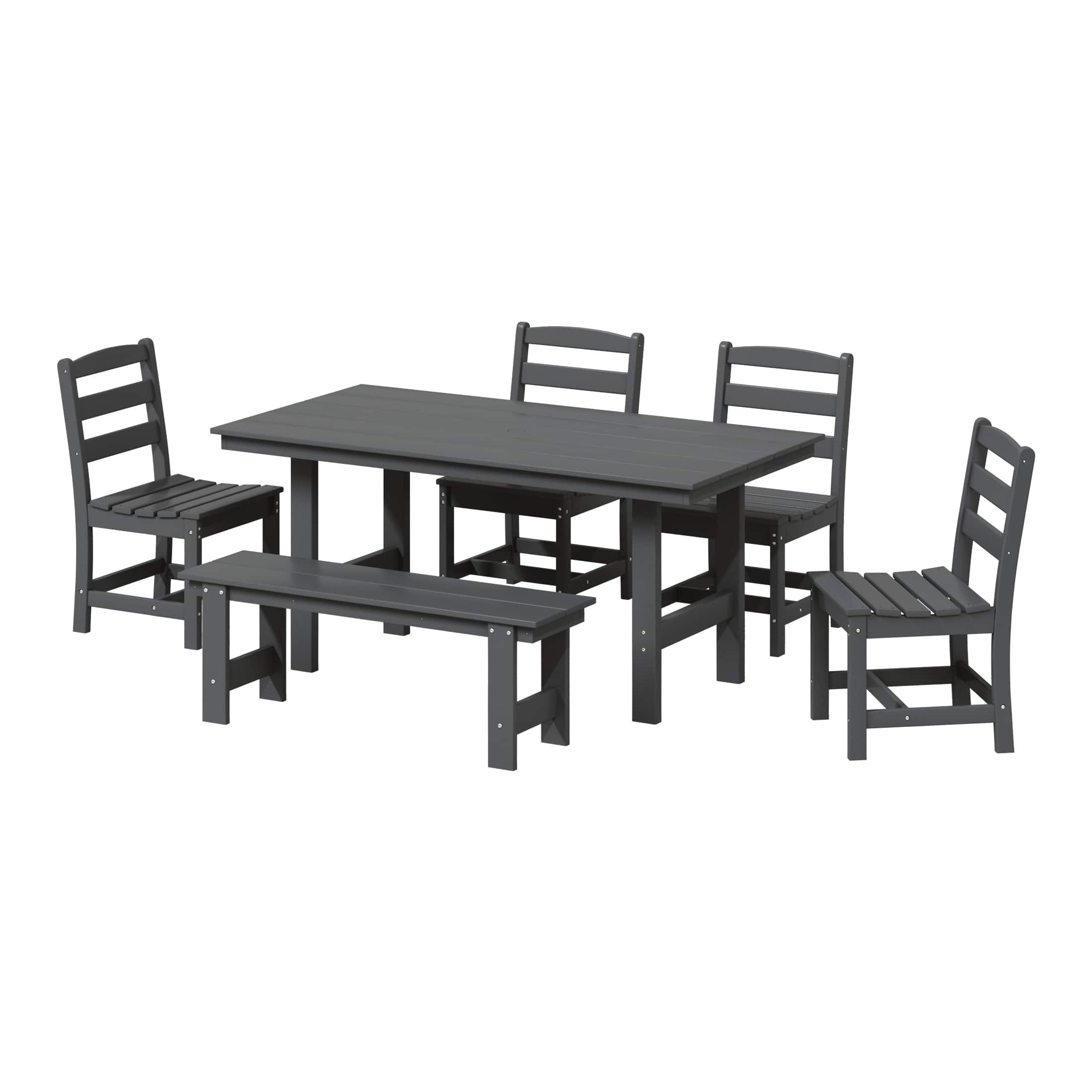WestinTrends - Ashore 6-Piece Outdoor HDPE Rectangular Patio Dining Table Set with Bench - Gray price history on PriceWatchPro
