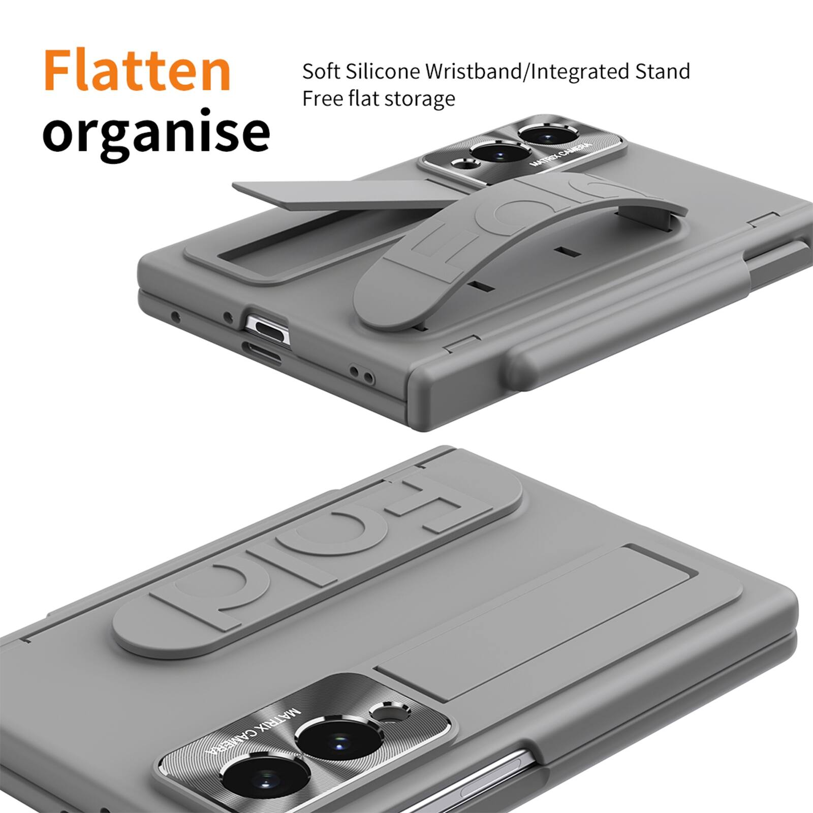Flatten organise

Soft Silicone Wristband/Integrated Stand Free flat storage