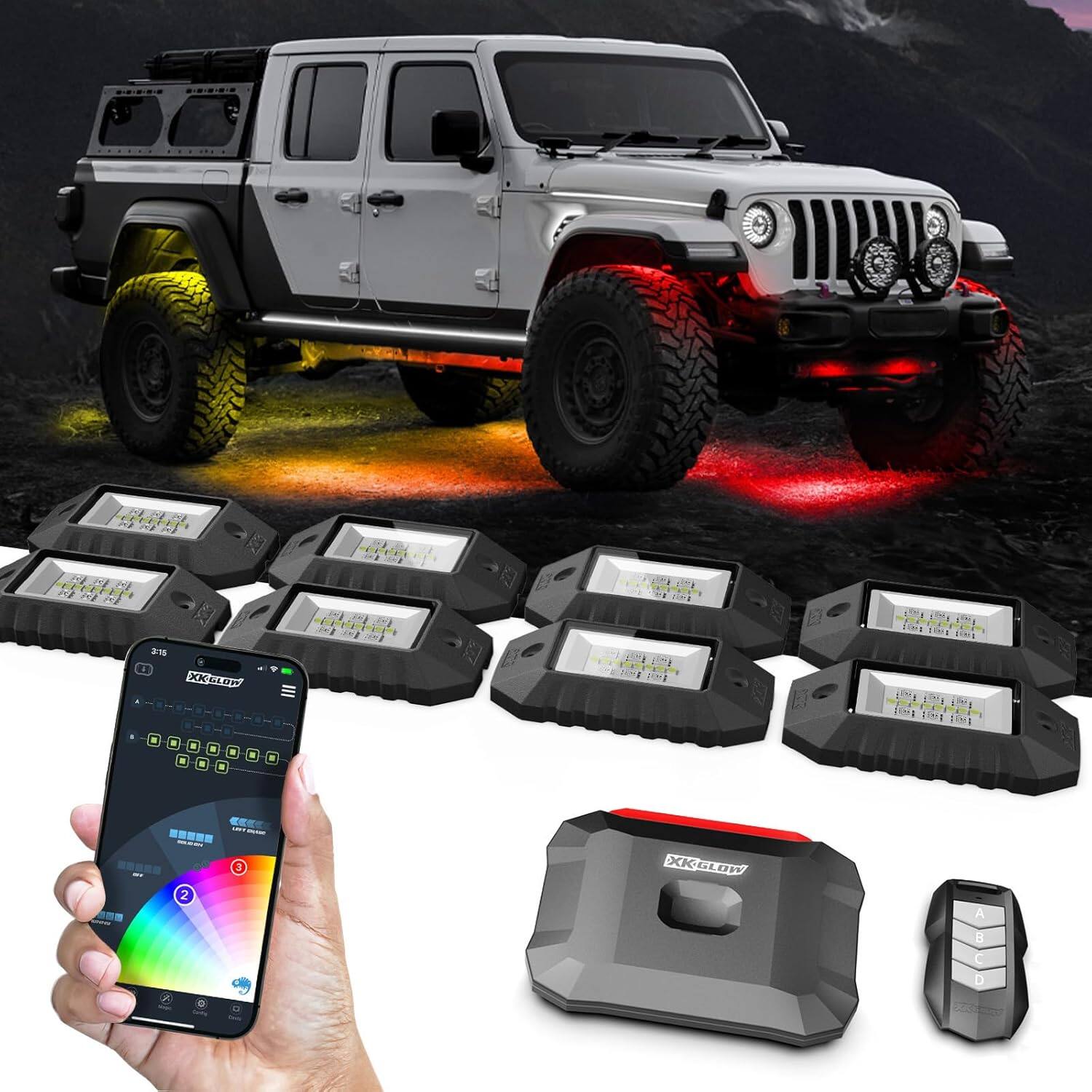 Amber Sporting Goods XK Glow RGBW LED Rock Light Pod for Vehicle Accent ...