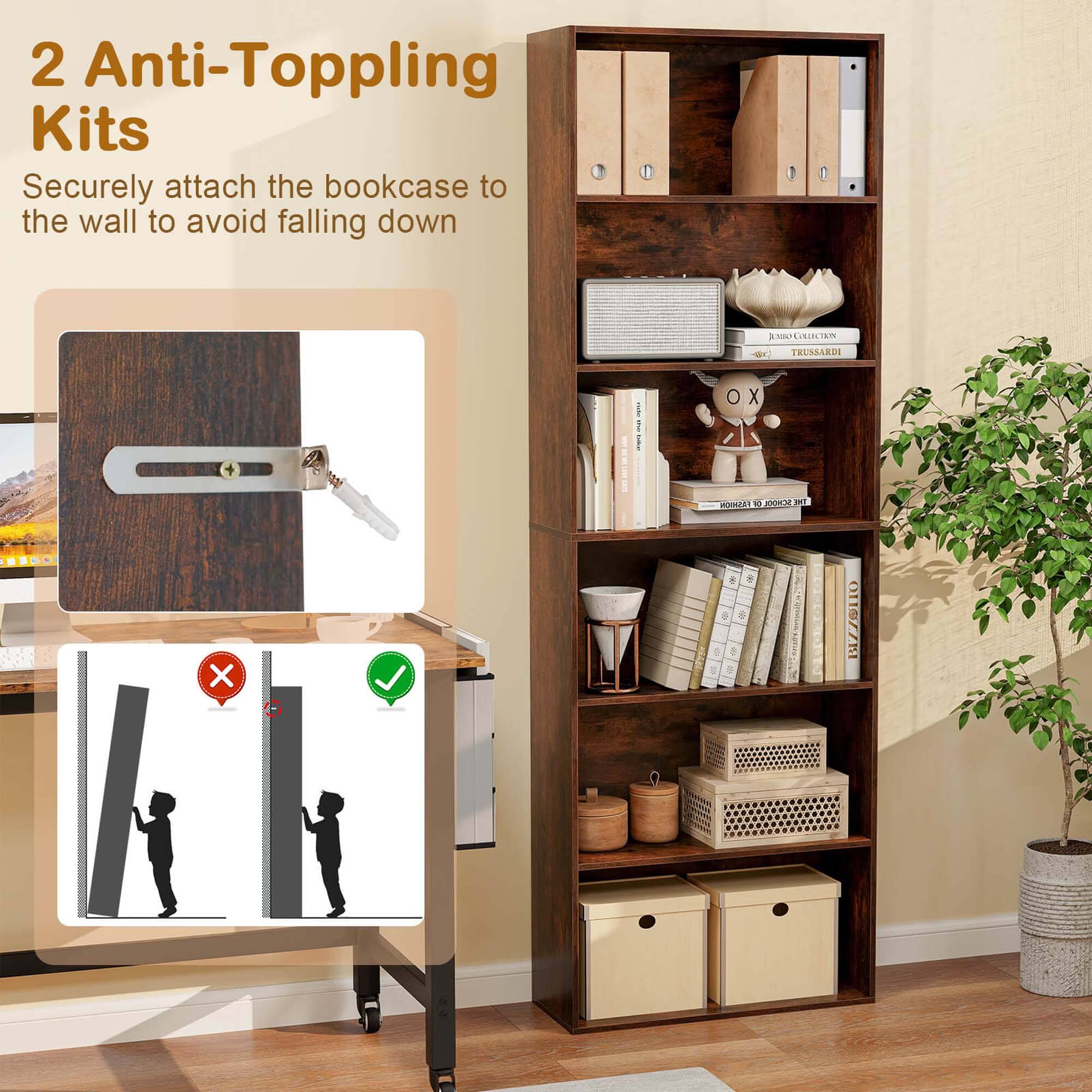 2 Anti-Topping Kits  
Securely attach the bookcase to the wall to avoid falling down