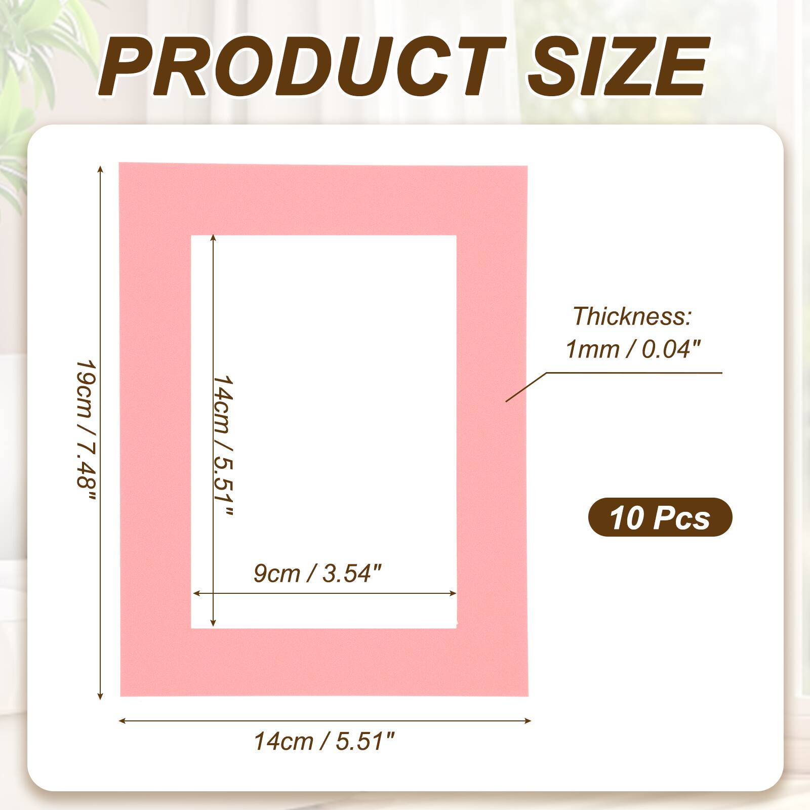 PRODUCT SIZE

19cm / 7.48"  
14cm / 5.51"  
9cm / 3.54"  

Thickness: 1mm / 0.04"  

10 Pcs