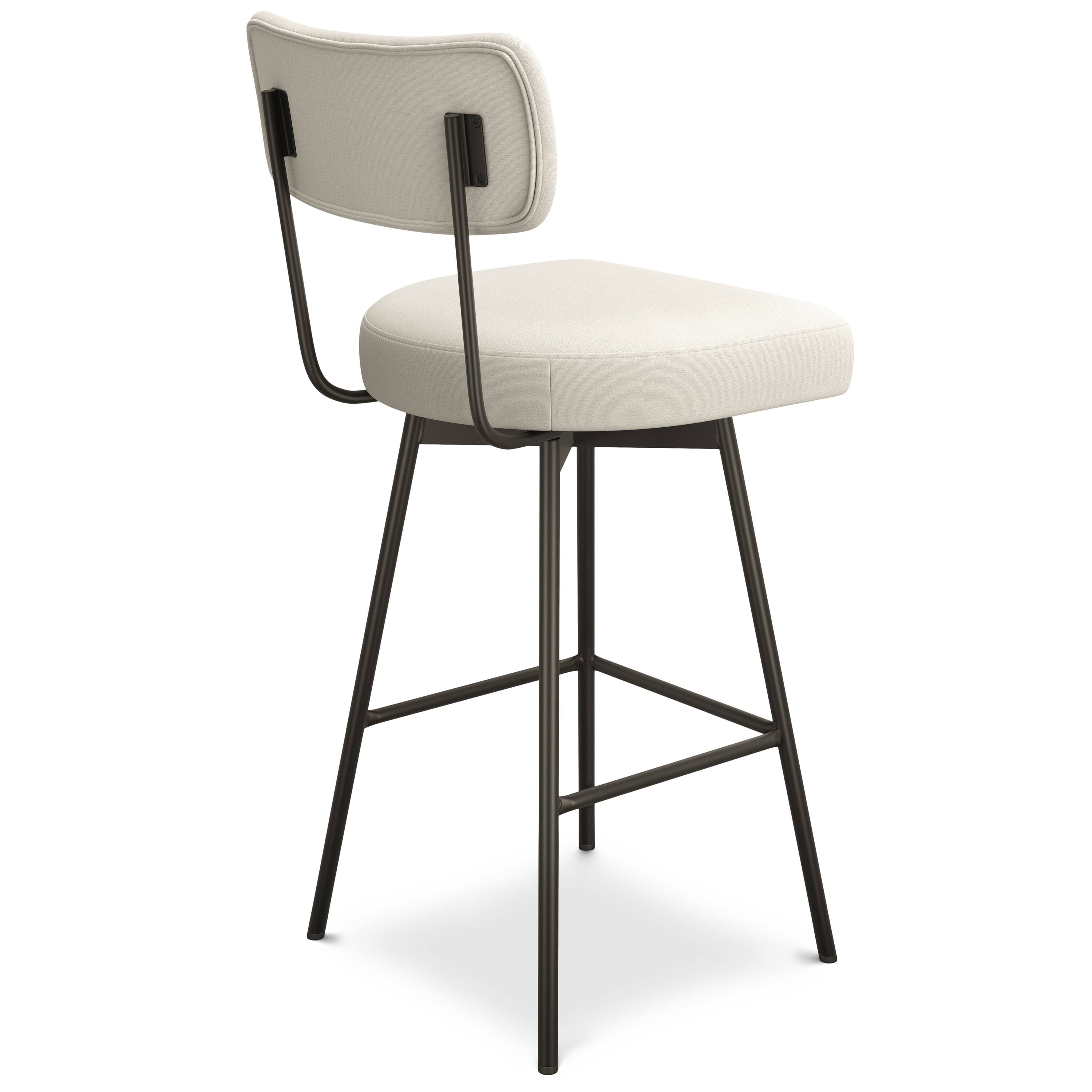 Alt View 2. Simpli Home - Giselle Contemporary Modern Swivel Bar Stool (Set of 2) in Natural  Polyester Linen - Natural.