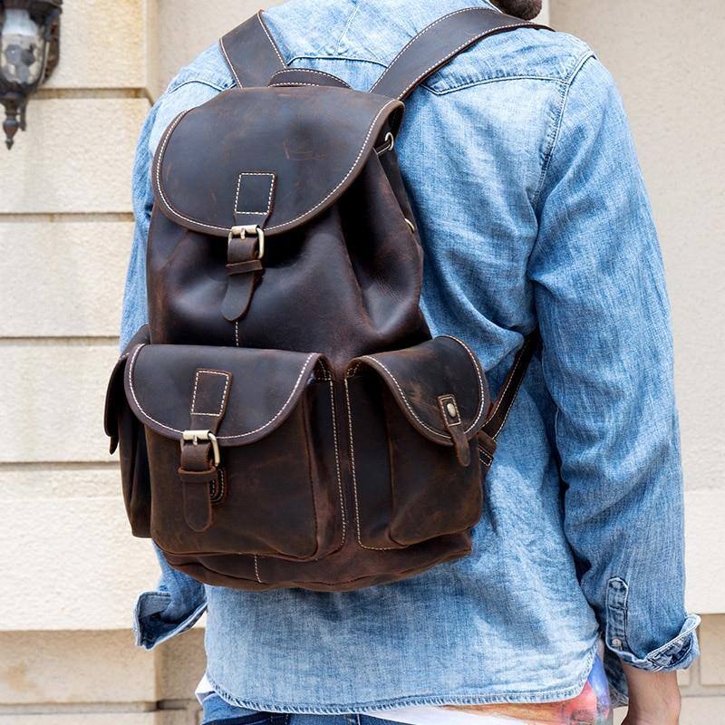 Back. Steel Horse Leather - The Asmund Backpack | Genuine Leather Rucksack - Brown.