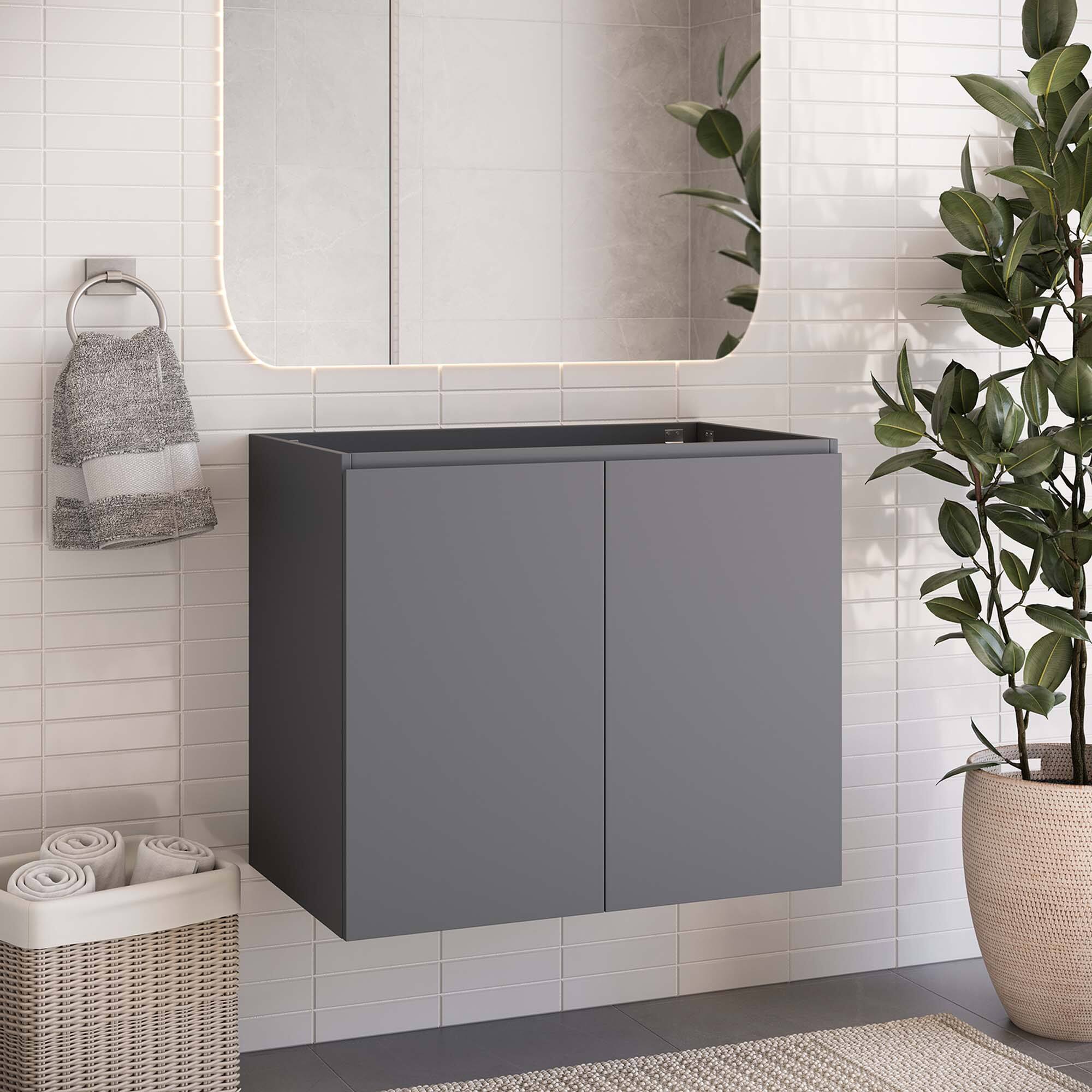 Modway - Bryn Wall-Mount Bathroom Cabinet Basin Not Included - Gray