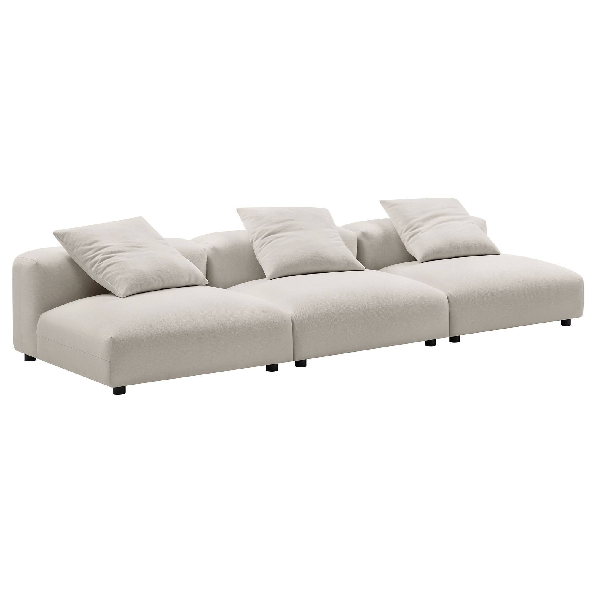 Front. Modway - Solace 3-Piece Modular Upholstered Fabric Sofa by Modway - Gray.
