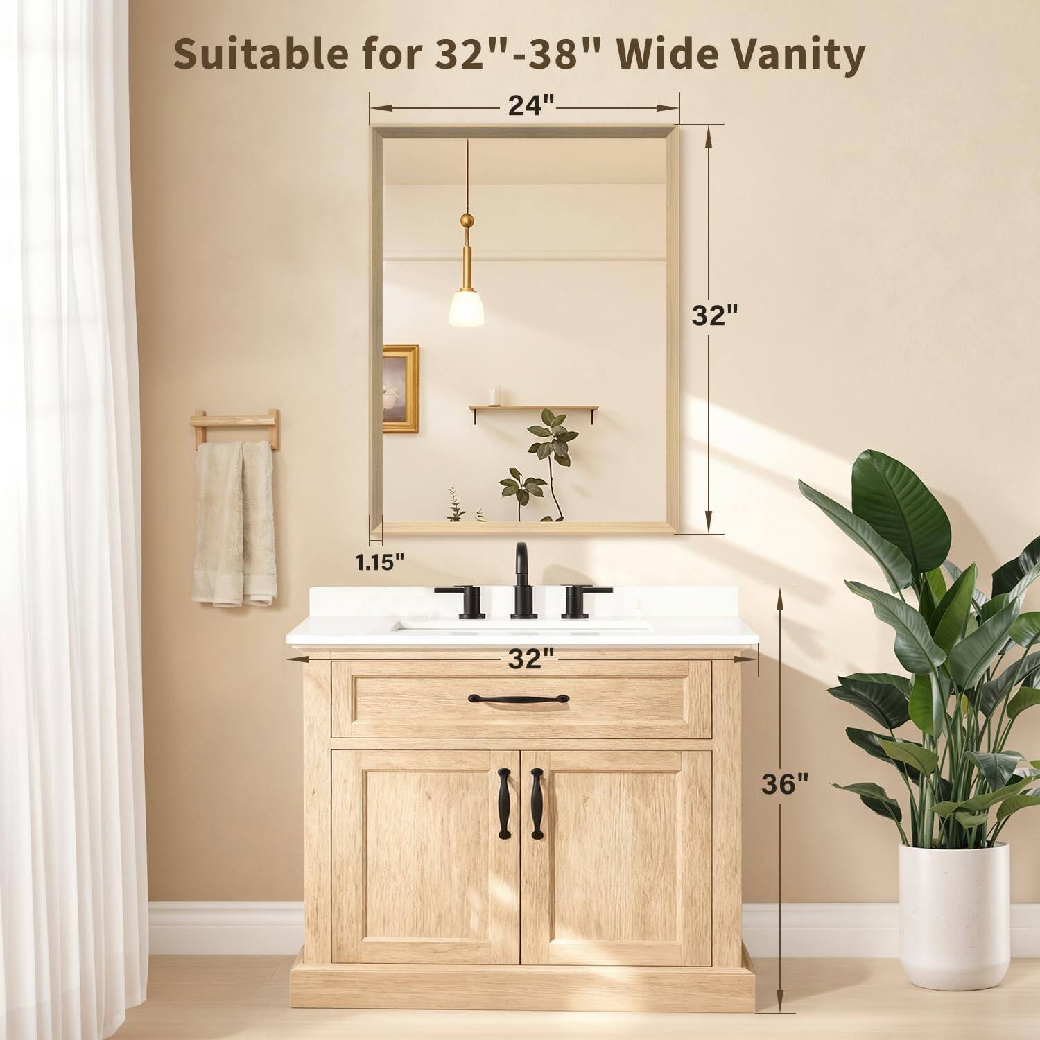 Suitable for 32"-38" Wide Vanity

24"  
32"  
1.15"  
32"  
36"