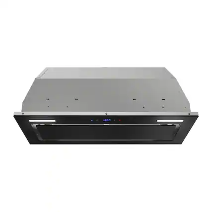 Front. Streamline - 28 in. Crosa Ducted Insert 350 CFM Range Hood, Mesh Filters, Touchpad Control, LED Lights - Glossy Black.