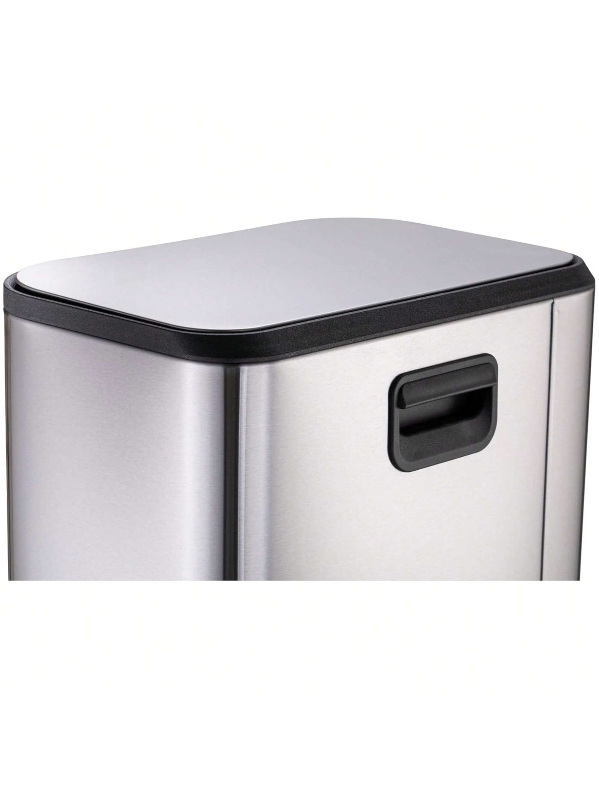 Back. GARVEE - 50L Trash Can Stainless Steel Garbage Can With Lid Step On Pedal Bucket Rectangular Trash Can - Silver 50L.