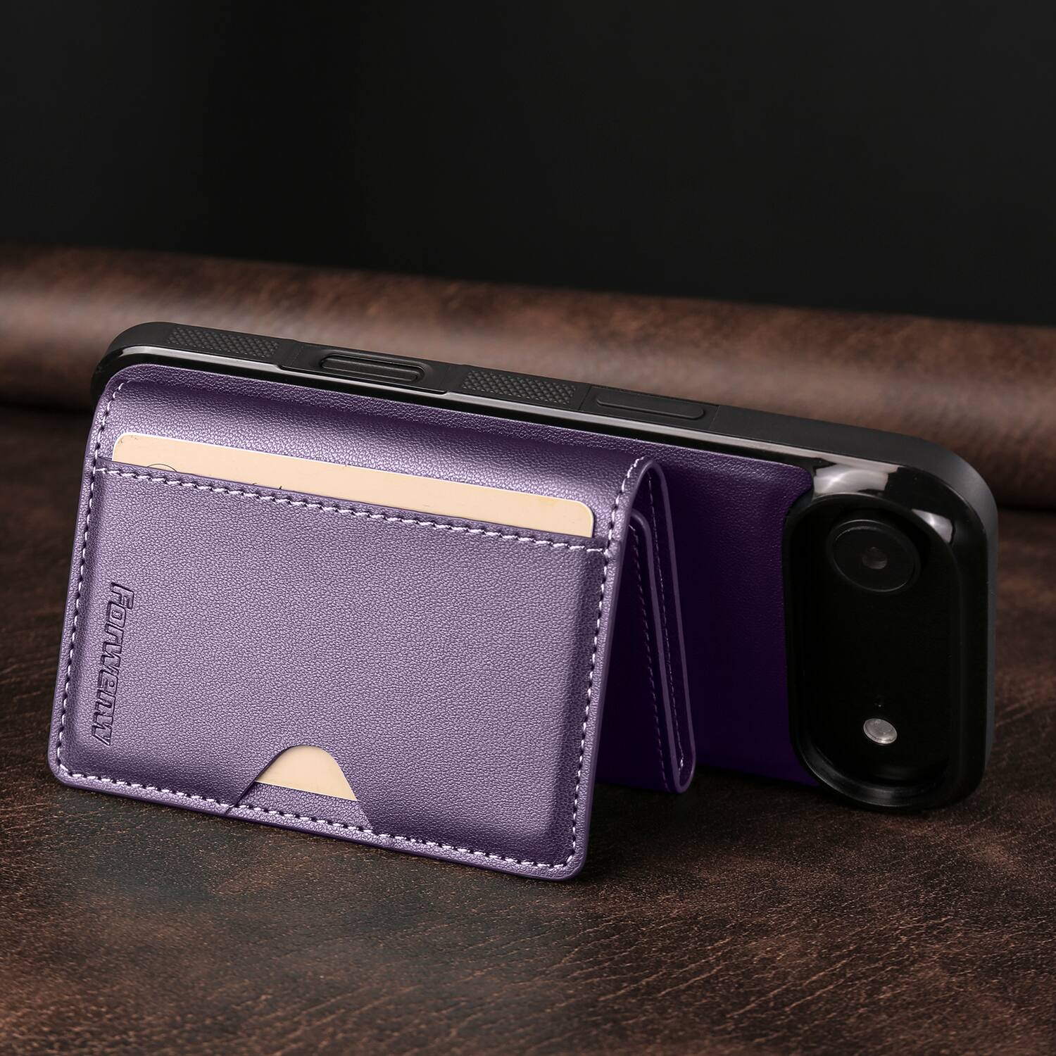 Back. Dteck - 2-in-1 Magnetic Detachable Wallet Case for Apple iPhone Air, PU Leather Shockproof Cover with Kickstand - Purple.