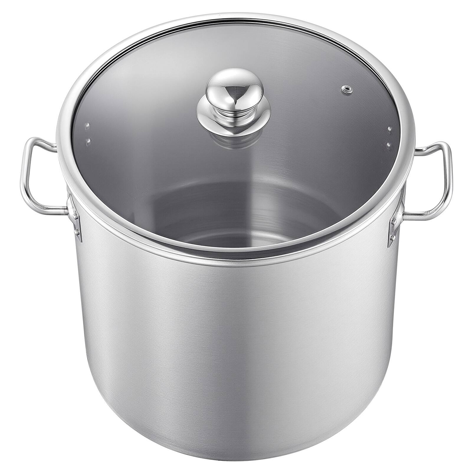 Alt View 5. VEVOR - Stainless Steel Stock Pot, 21-Quart Stainless Steel Stockpot with Glass Lid, PFOA-Free, PFAS-Free, Compatible with Gas - Silver.
