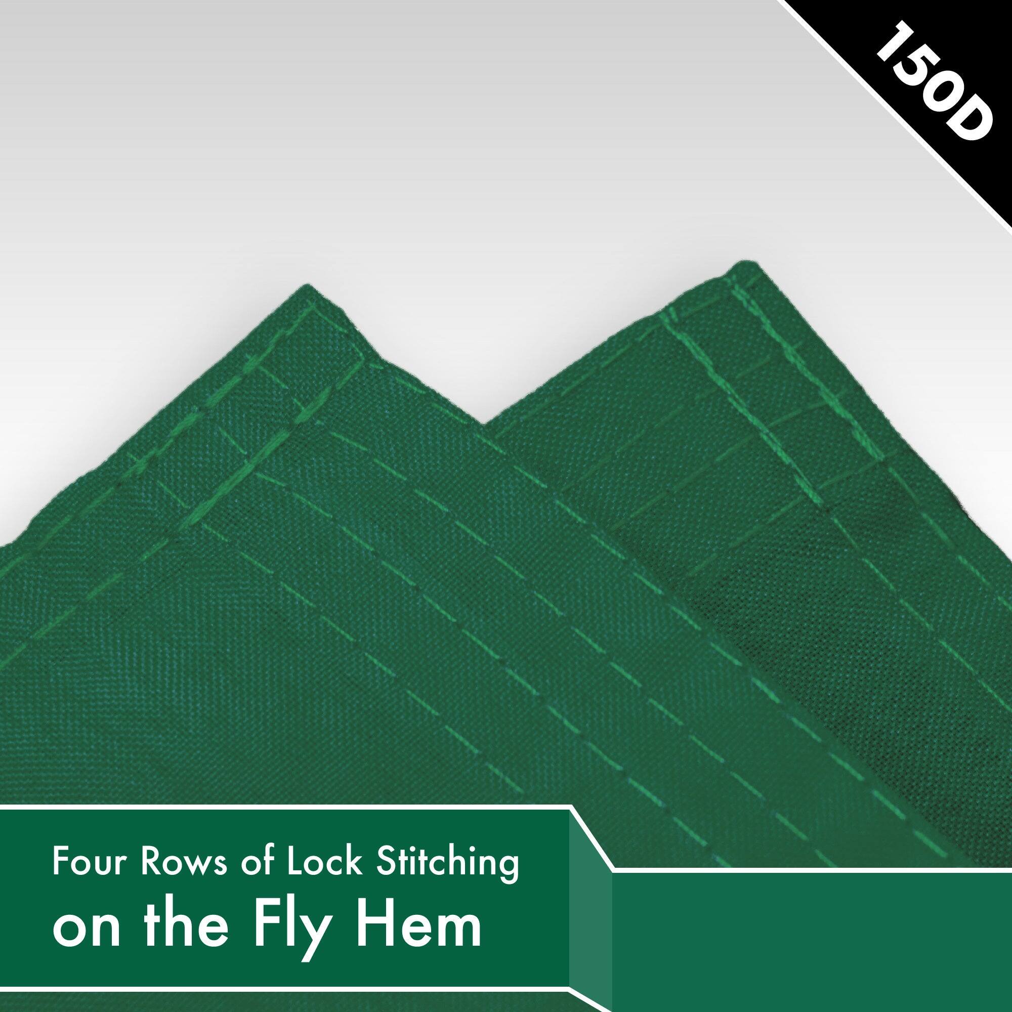 150D  
Four Rows of Lock Stitching on the Fly Hem