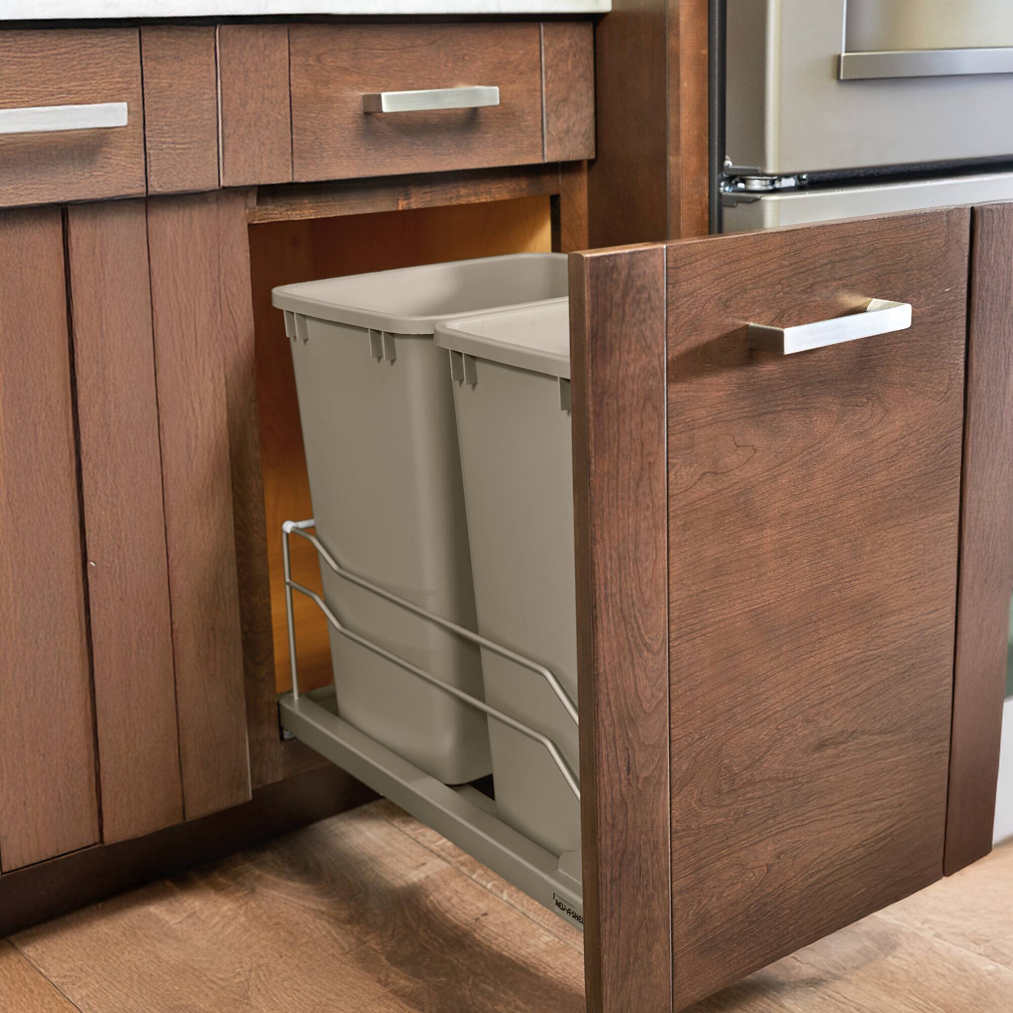 Alt View 8. Rev-A-Shelf - Rev-A-Shelf Double Pullout Trash Can 27 qt. w/ Soft-close, 53WC-1527SCDM-212 - Champagne.