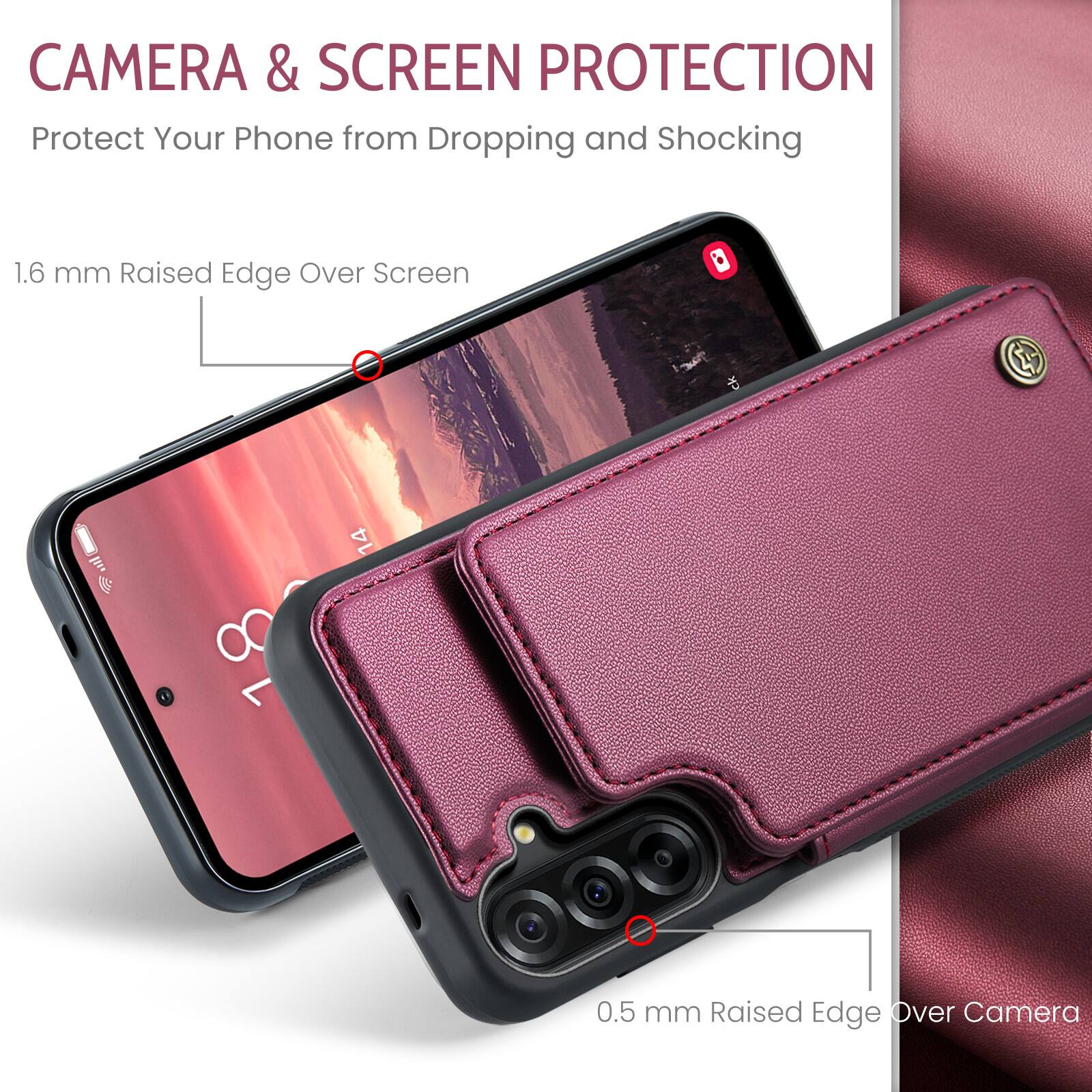 CAMERA & SCREEN PROTECTION  
Protect Your Phone from Dropping and Shocking  

1.6 mm Raised Edge Over Screen  
0.5 mm Raised Edge Over Camera