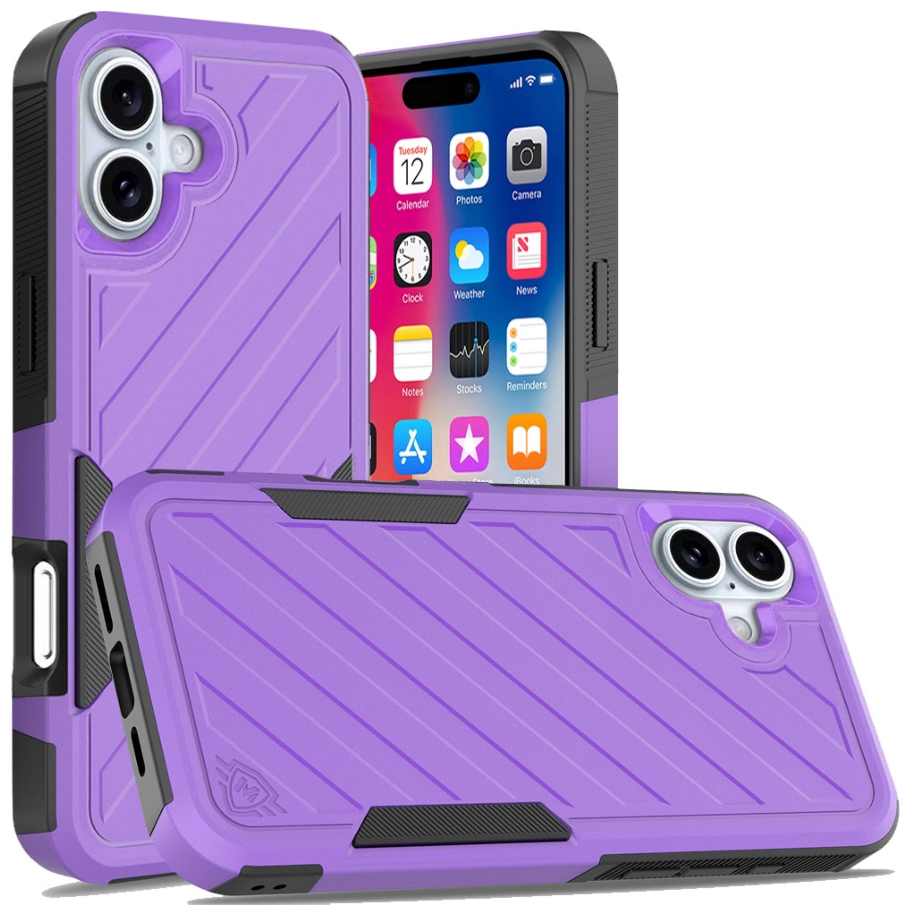 Kitcheniva - Dual Layer Shockproof Case With Tempered Glass For iPhone 16 - Dark Purple/Black price history on PriceWatchPro