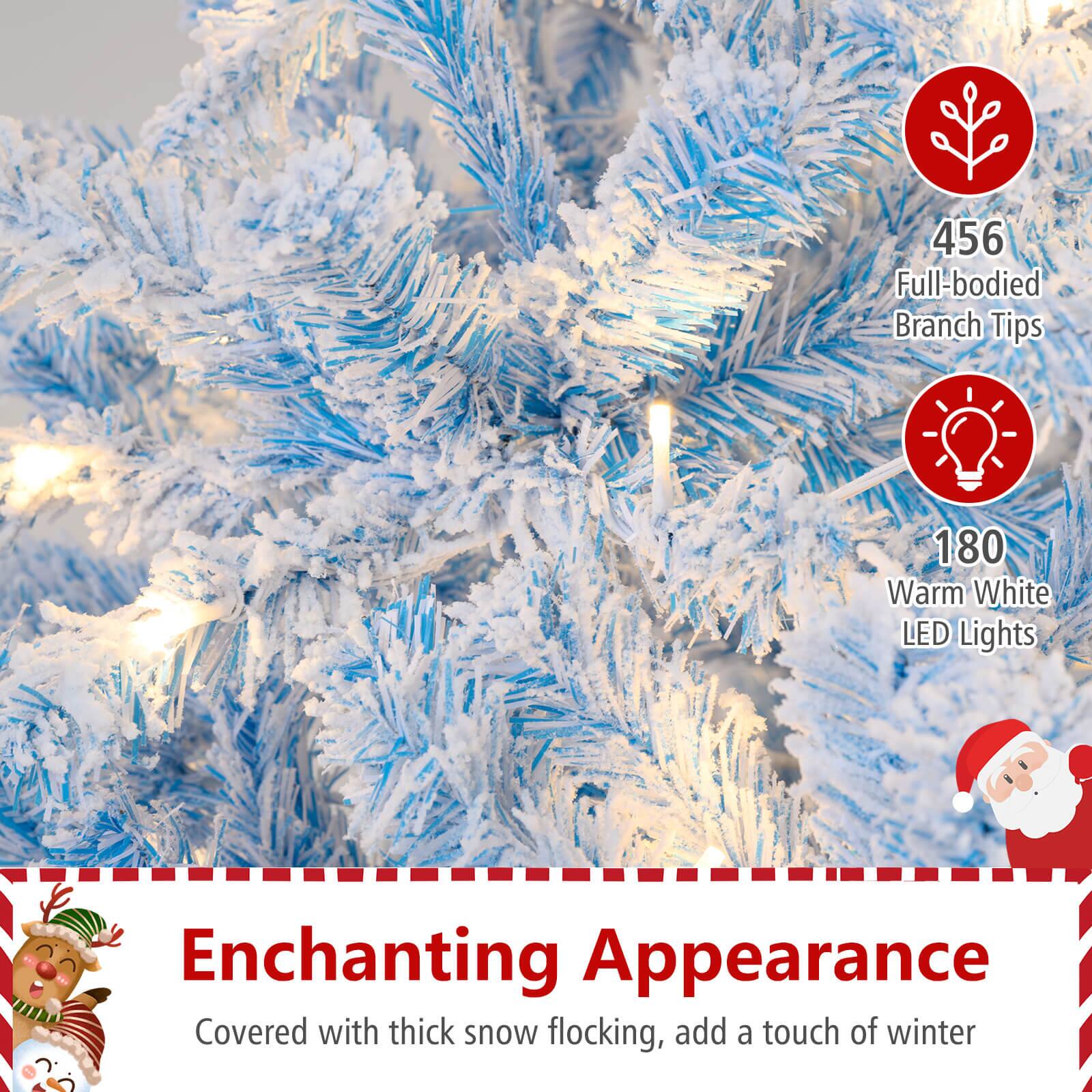 456 Full-bodied Branch Tips  
180 Warm White LED Lights  

Enchanting Appearance  
Covered with thick snow flocking, add a touch of winter