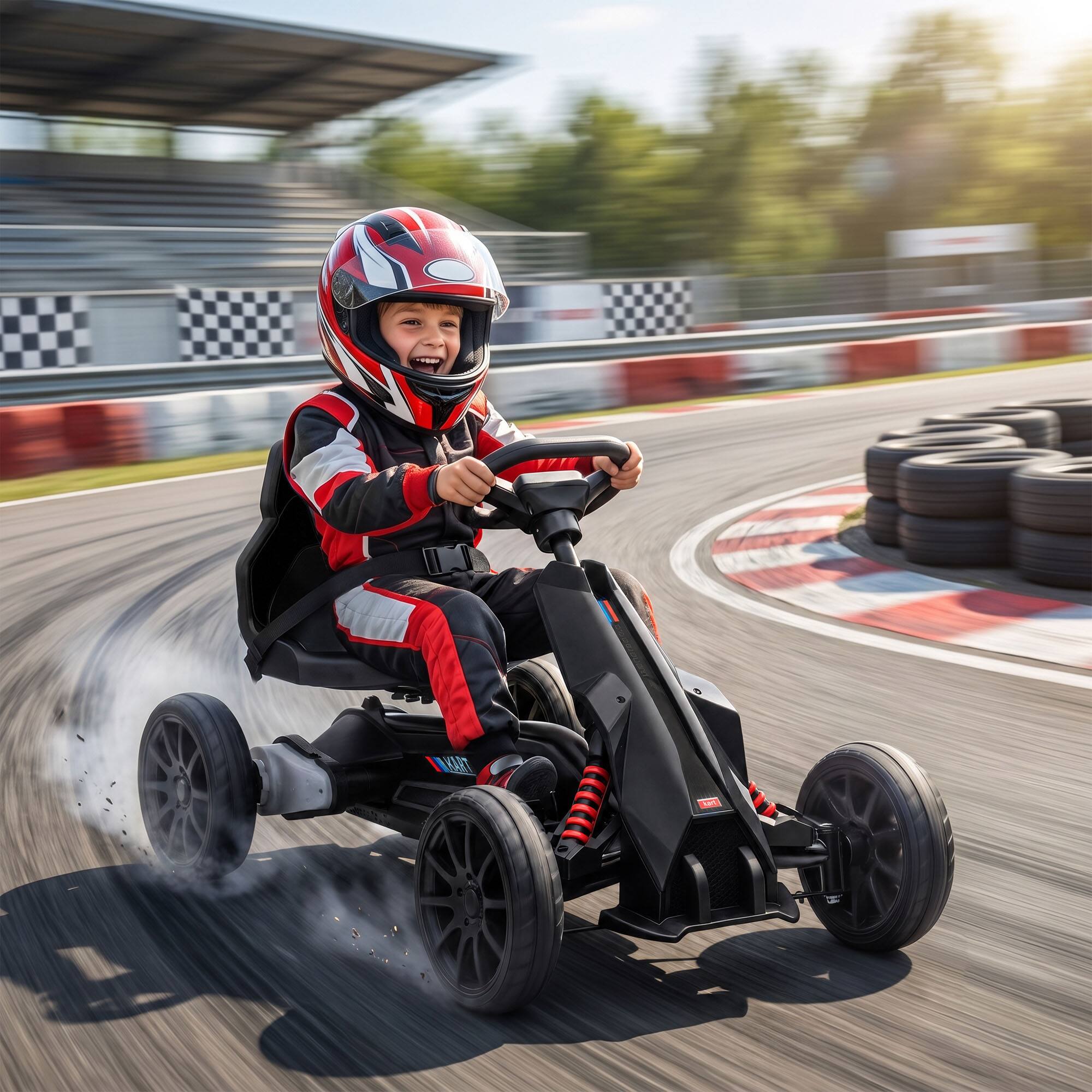 Alt View 1. Aosom - Electric Go Kart for Kids, Ride On Toy with EVA Tires, 2 Speeds, Adjustable Seat - Black.