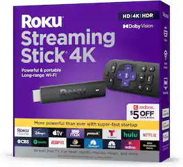 Refurbished Excellent - (Renewed) Roku Streaming Stick 4K Streaming Device 4K/HDR/Dolby Vision with Voice Remote and TV Controls - Black