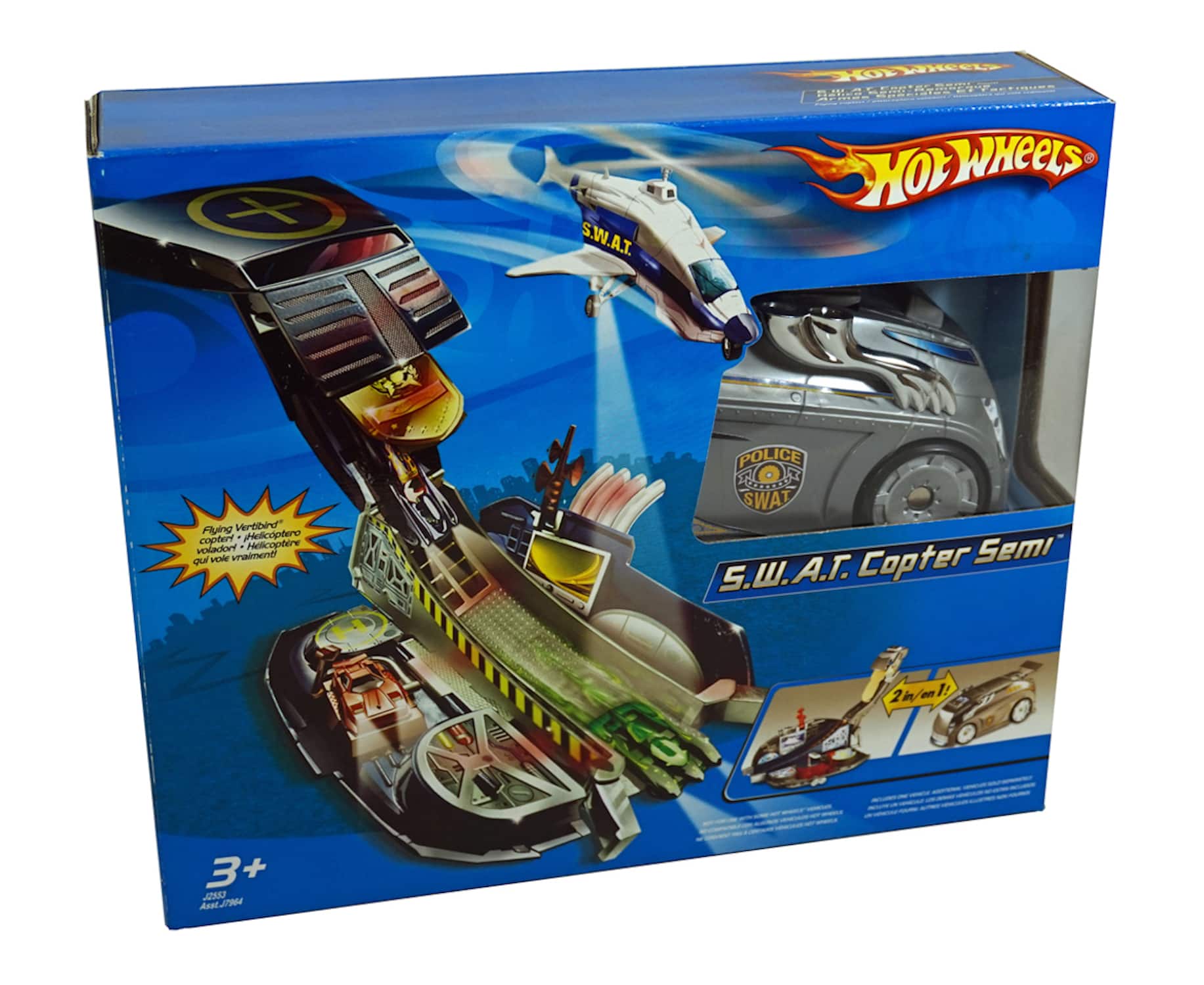 Hot Wheels - SWAT Copter Semi - 2-in-1 - Opens into a -feature playset - Multi