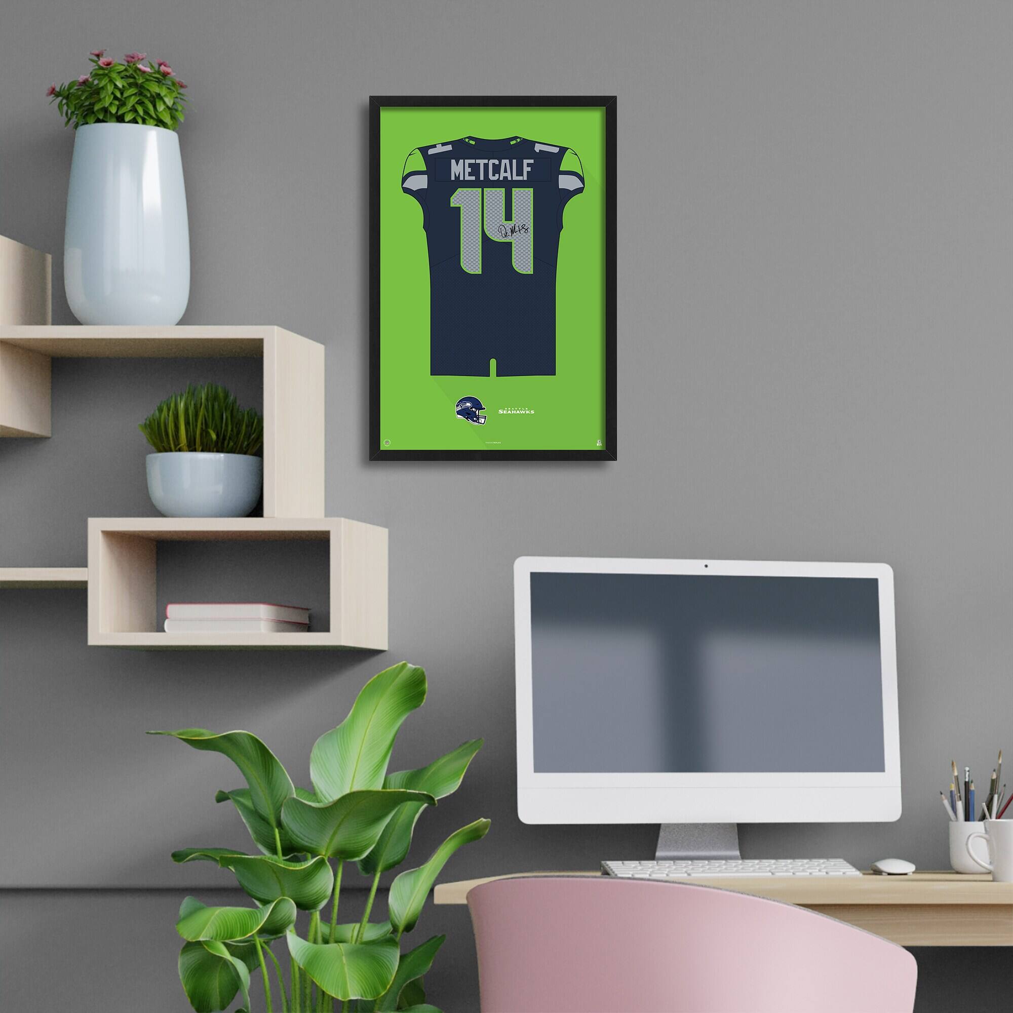 Alt View 1. Sporticulture - DK Metcalf Seattle Seahawks Home Jersey Framed Art Print - Blue.