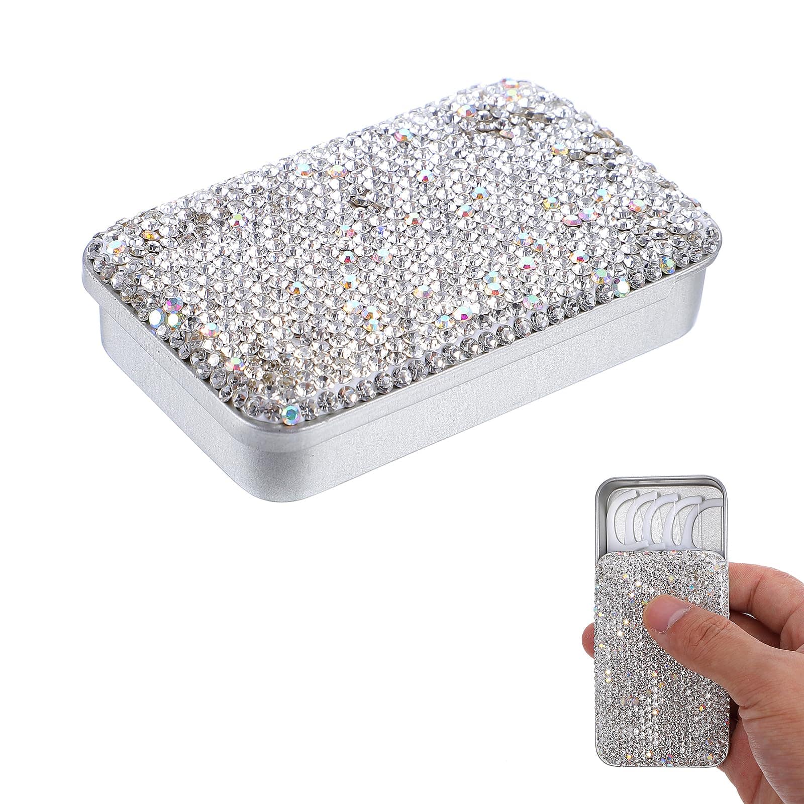 ESBANY - 1 PC Dental Floss Portable Case, Bling Container Tooth Picks Dispenser Convenient Refillable Glide Floss Storage