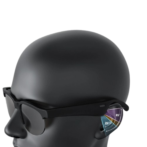 Front. Home Collection - Smart AI Translator Glasses with Bluetooth Earphones – 150 Language Voice Translation, Music & Calls - black.