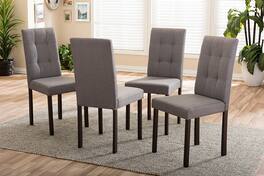Baxton Studio - Andrew Modern and Contemporary Fabric Upholstered Grid-tufting Dining Chair - Gray