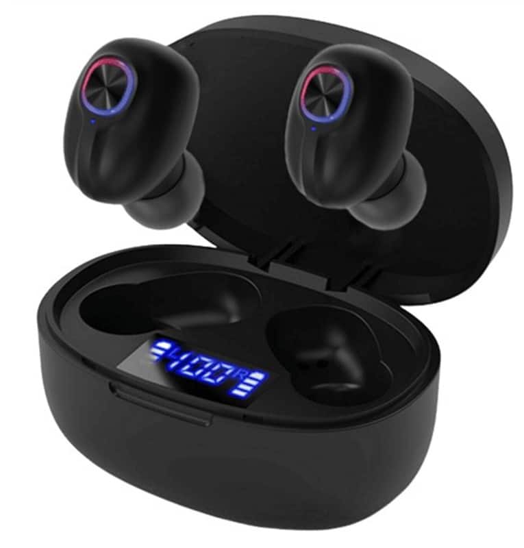SKRAN - TWS Bluetooth Earbuds Waterproof 5.1 Headset - LED Power Display, Hi-Fi Stereo Sound, IPX4 Waterproof, Touch Control - Black