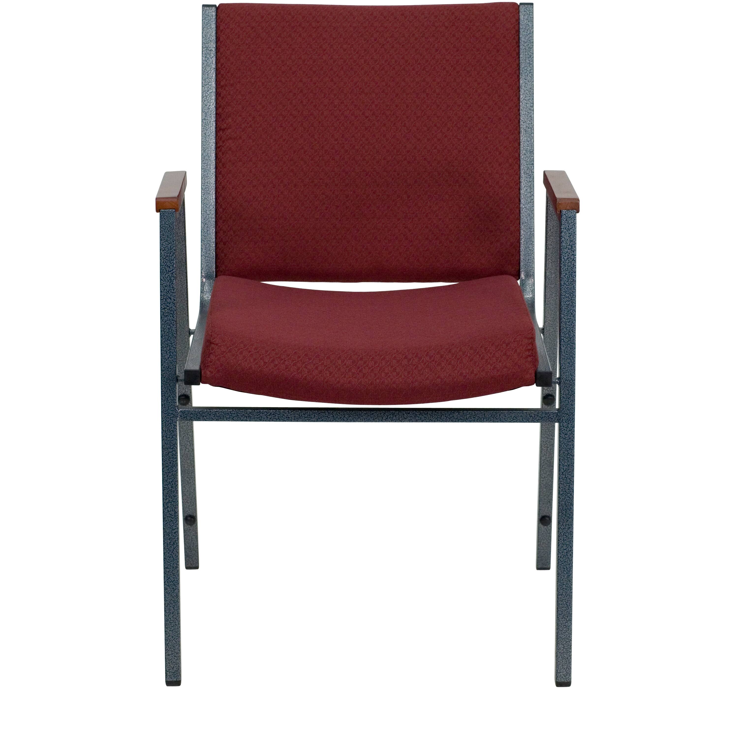 Alt View 6. Emma + Oliver - Heavy Duty Reception/Guest Stack Chair with Arms - Burgundy Patterned Fabric.