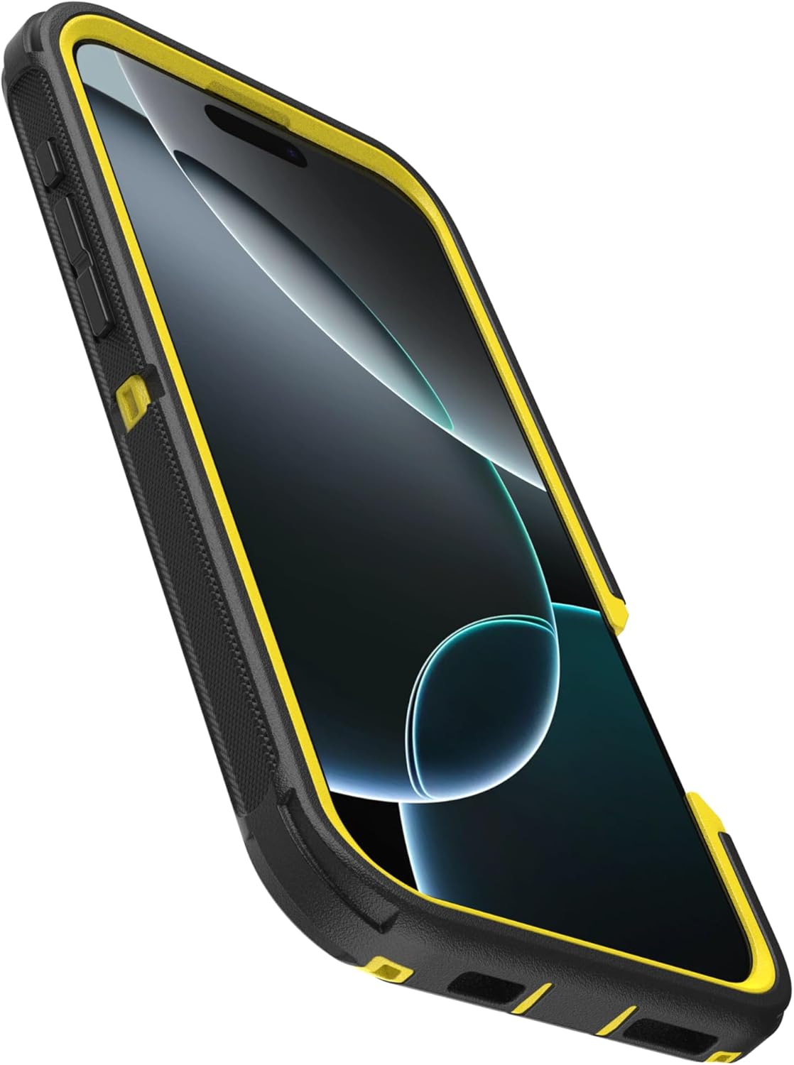 Angle. OtterBox - OtterBox - Defender Series hard Shell Case With Magsafe for Apple iPhone 16 Pro Max - Night (Black & Yellow).