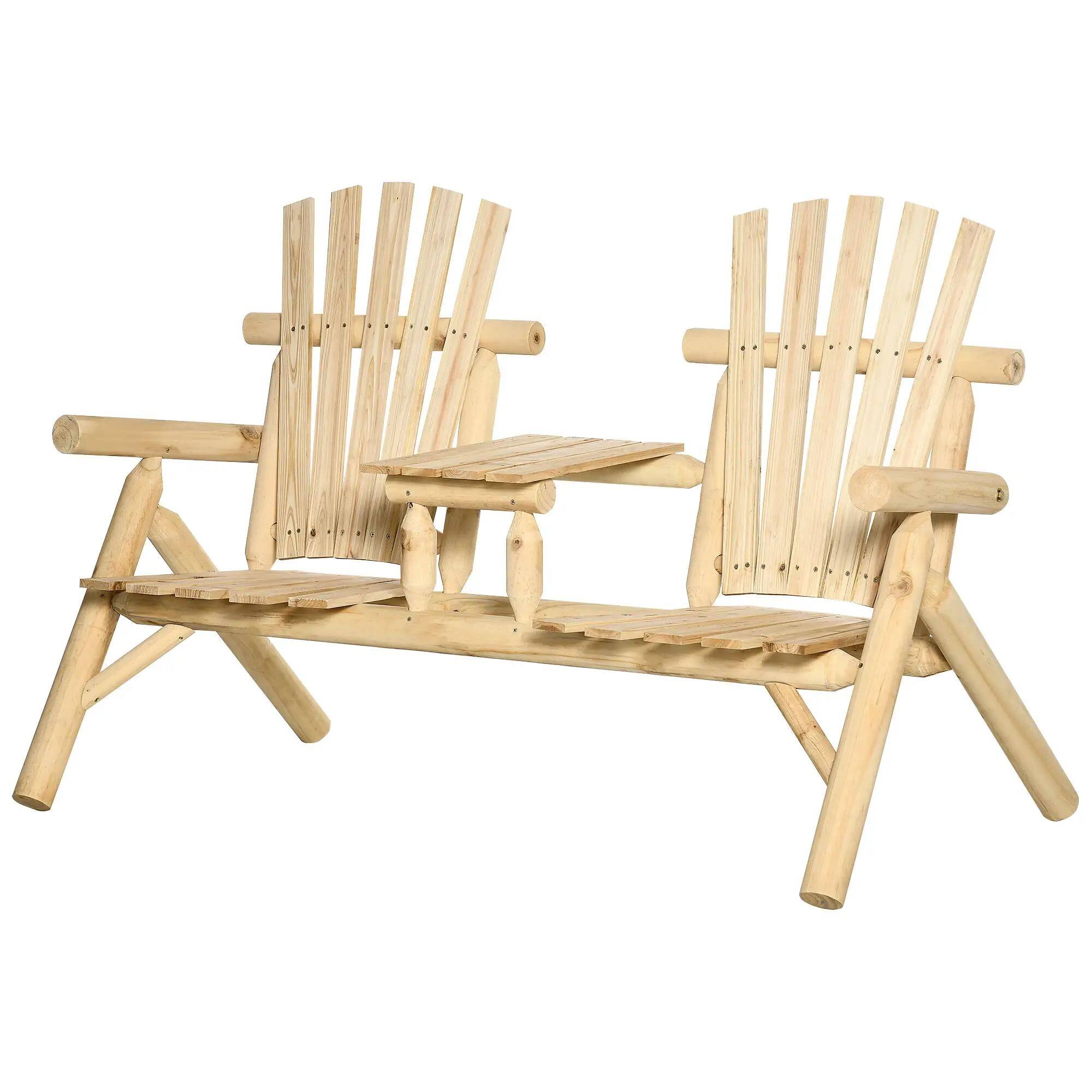 Angle. Resenkos - Resenkos 2-Seat Adirondack Bench, Outdoor Loveseat with Fire Pit, Patio Table Set, Perfect for Deck, Natural - Natural.