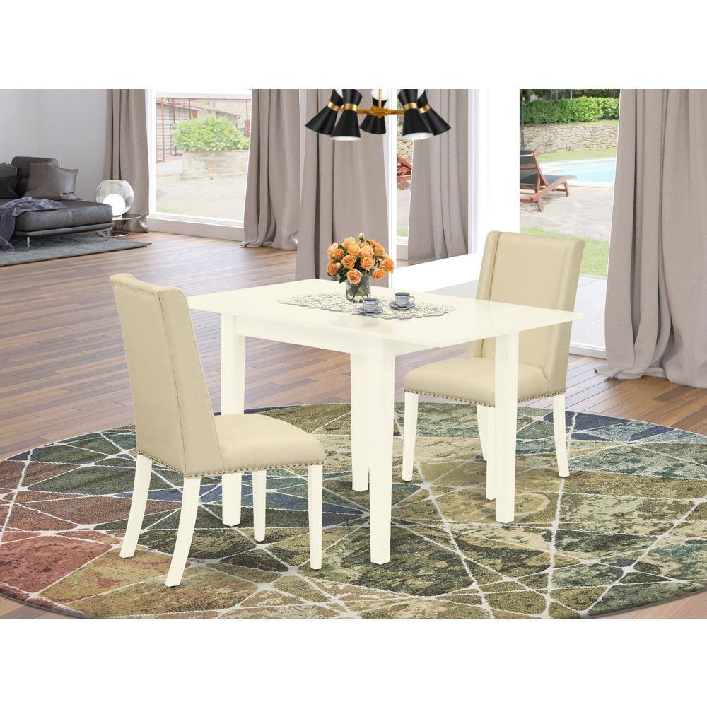Angle. East West Furniture - Dining Room Set Linen White - Brown.