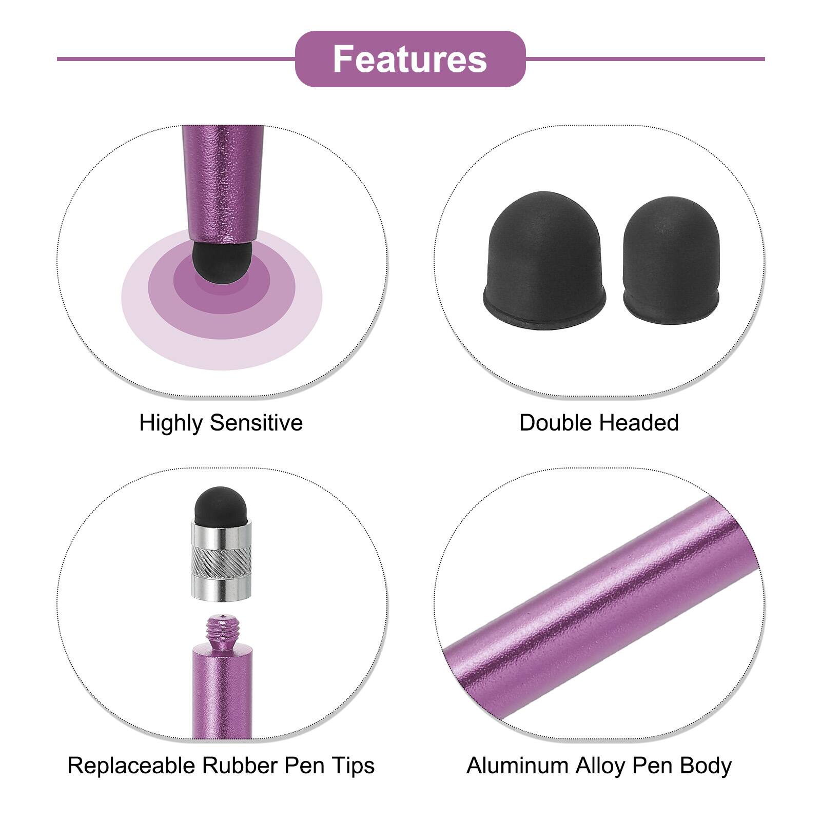 Features

- Highly Sensitive
- Double Headed
- Replaceable Rubber Pen Tips
- Aluminum Alloy Pen Body