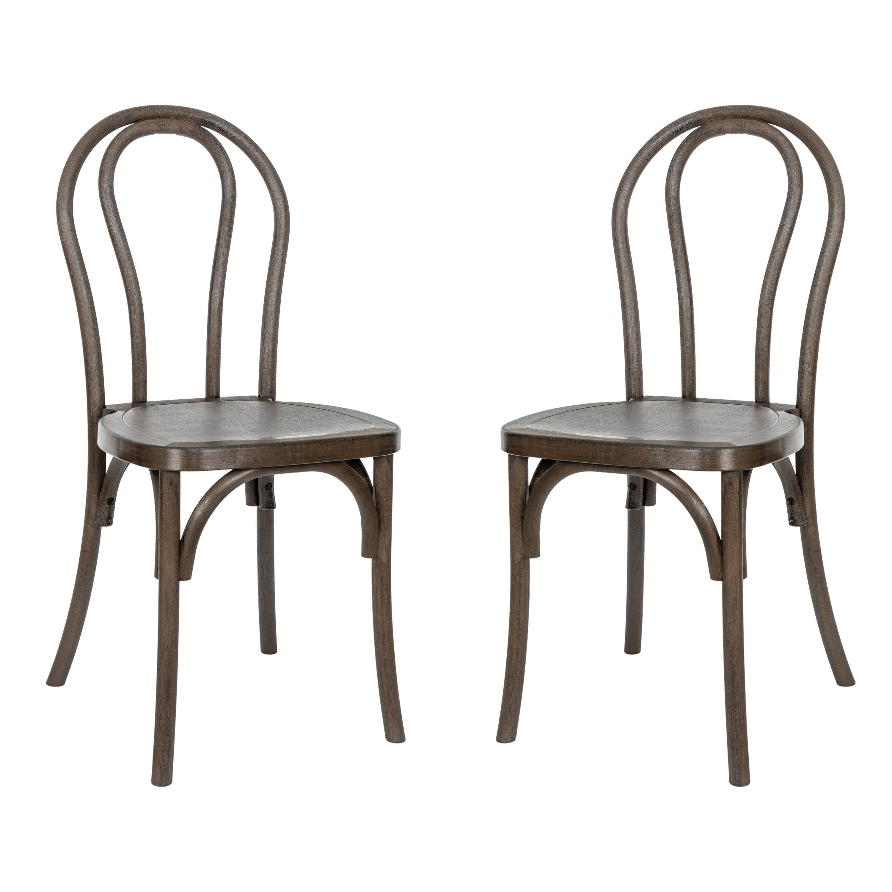 Alt View 1. Emma + Oliver - Hensler Set of 2 Weather-Resistant Wood Look Stackable Resin Thonet Chairs for Indoor/Outdoor Use - Dark Brown.
