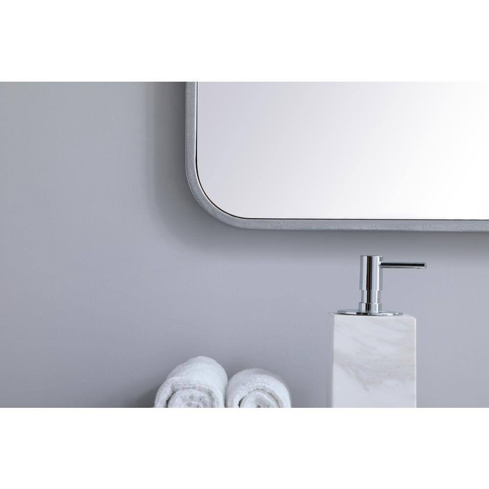 Alt View 3. Elegant Decor - Soft corner metal rectangular mirror 30x36 inch in Silver - Silver.