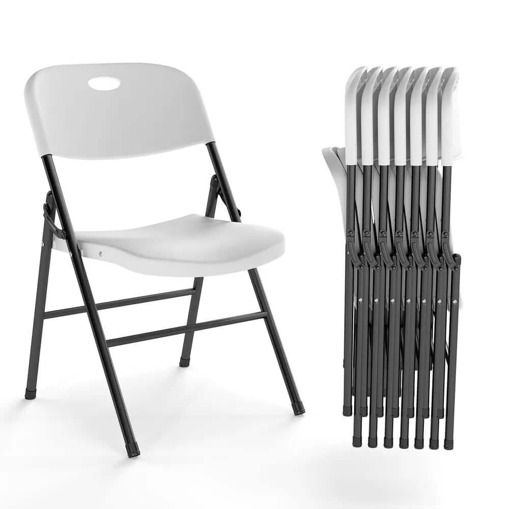 Front. Essen Blissed - 8 Pack Large Back Folding Chair for Indoor Outdoor Events, Wedding, Party, Restaurant, Meeting Room White - White.