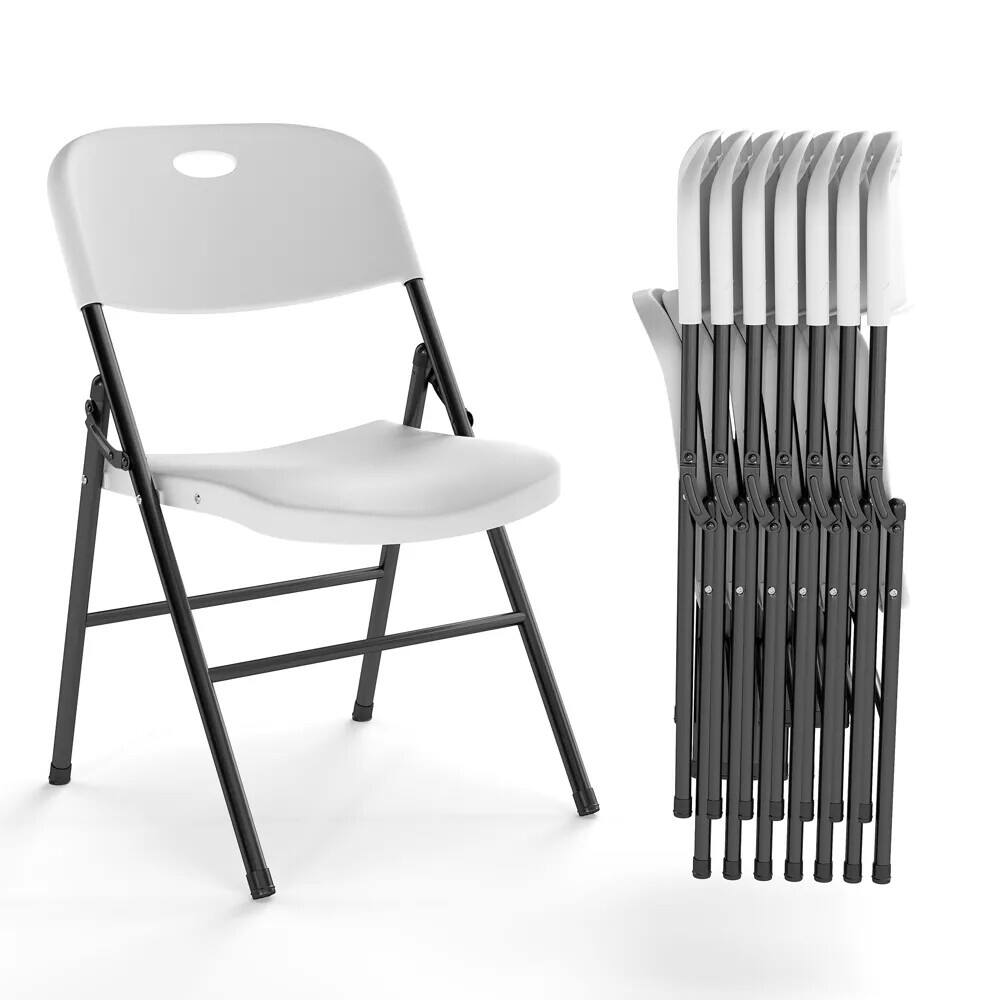 Front. Essen Blissed - 8 Pack Large Back Folding Chair for Indoor Outdoor Events, Wedding, Party, Restaurant, Meeting Room White - White.