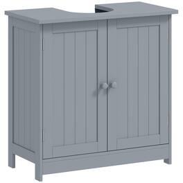 Homcom - Under Sink Bathroom Cabinet w/ 2 Doors & Shelf, Pedestal Vanity - Gray