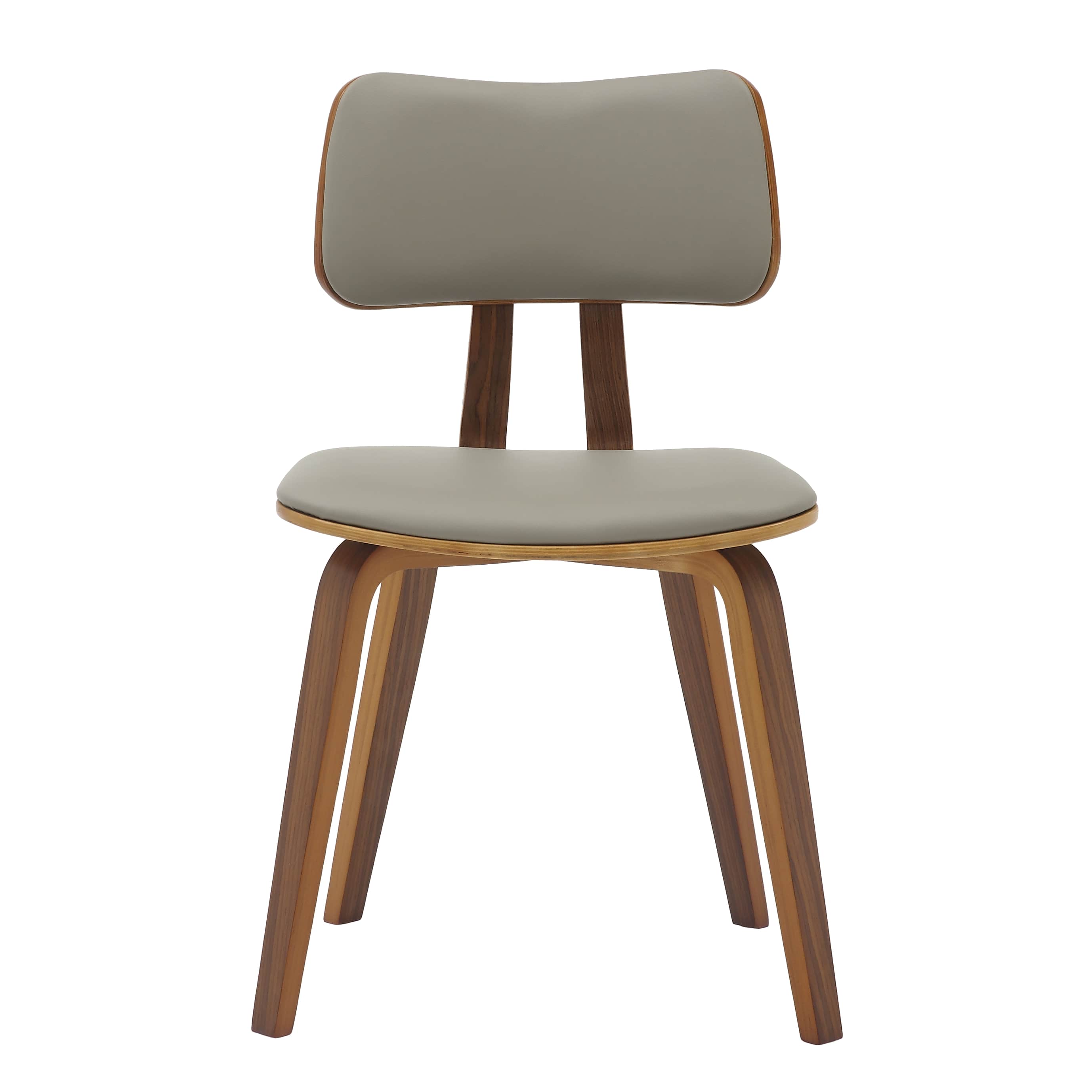 Alt View 1. LeisureMod - Clivo 4-PCS Modern Dining Chair - Leather Upholstered Accent Chair with Wood Legs & Floor Protectors - Walnut/Light Grey.