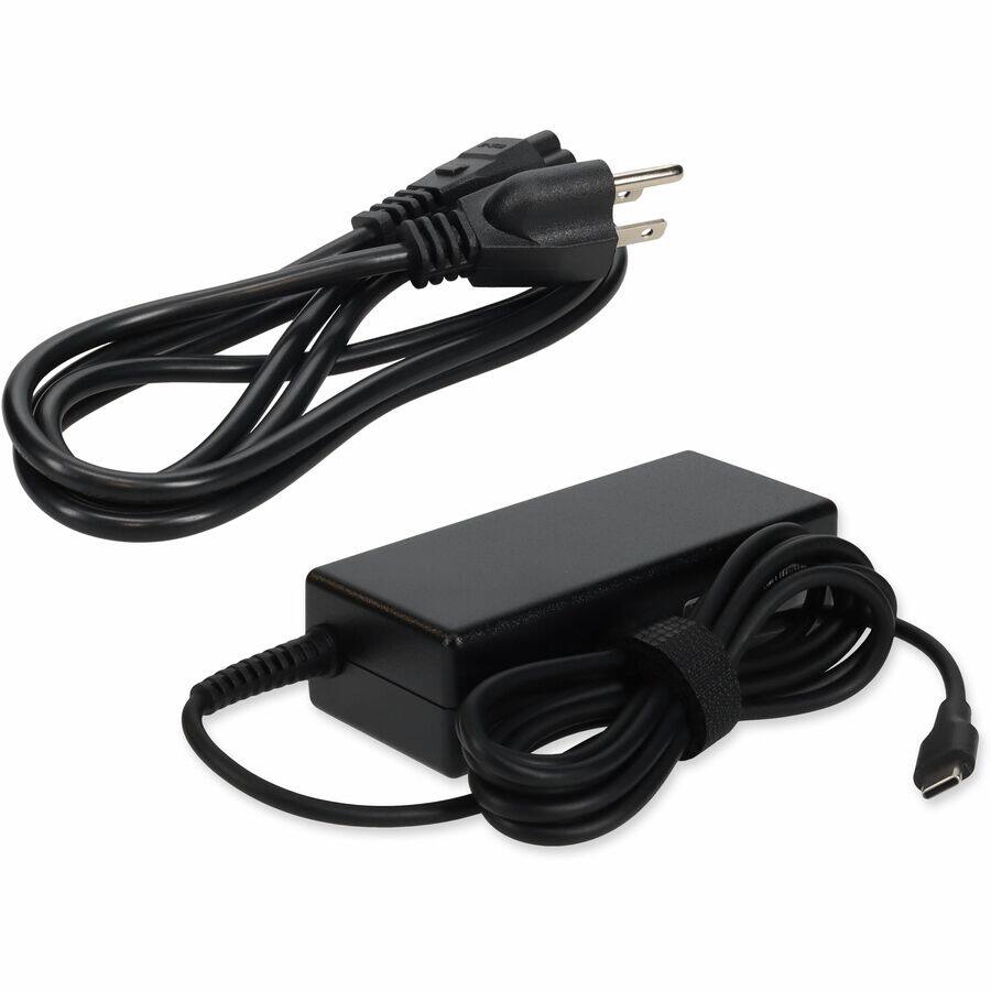 Alt View 2. AddOn - AddOn HP 1MZ01AAABA Compatible USB 3.1 (C) Male to NEMA 5-15P Male 45W 15V at 3A Black USB-C Laptop Power Adapter and - Black.